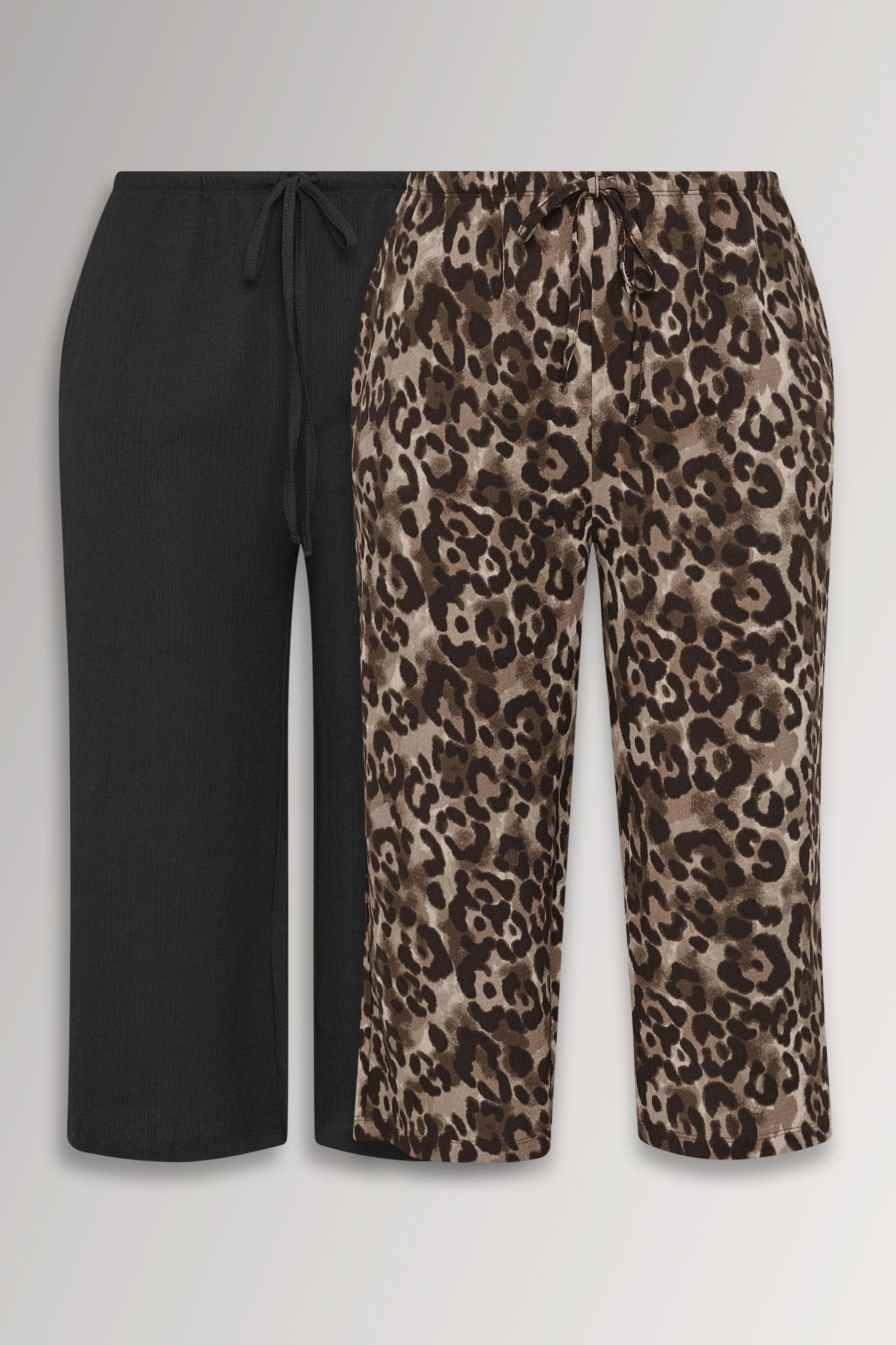YOURSET Plus Size 2 PACK Black Leopard Textured Culottes | Yours Clothing 3