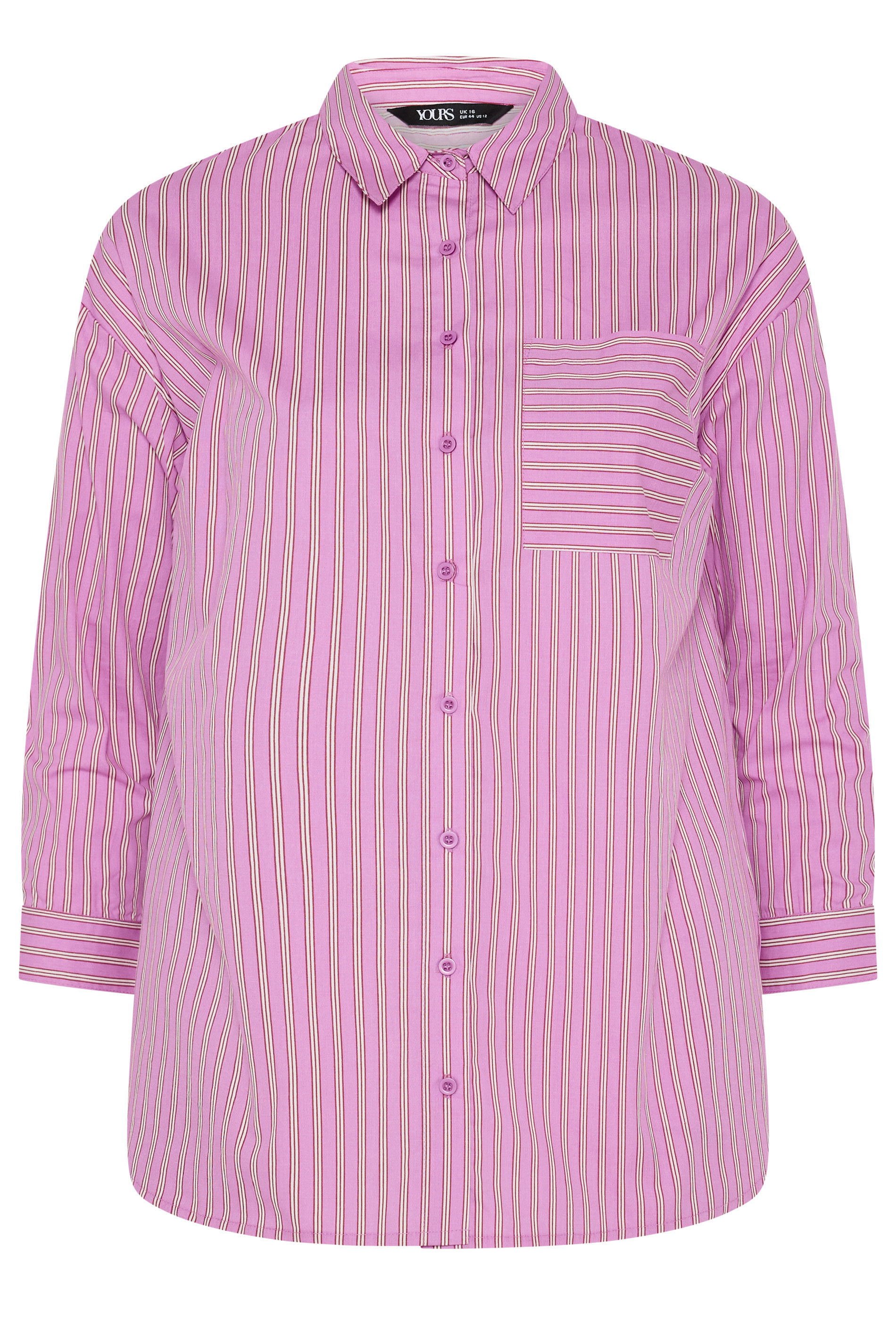 YOURS Plus Size Pink Stripe Button Through Shirt | Yours Clothing 7