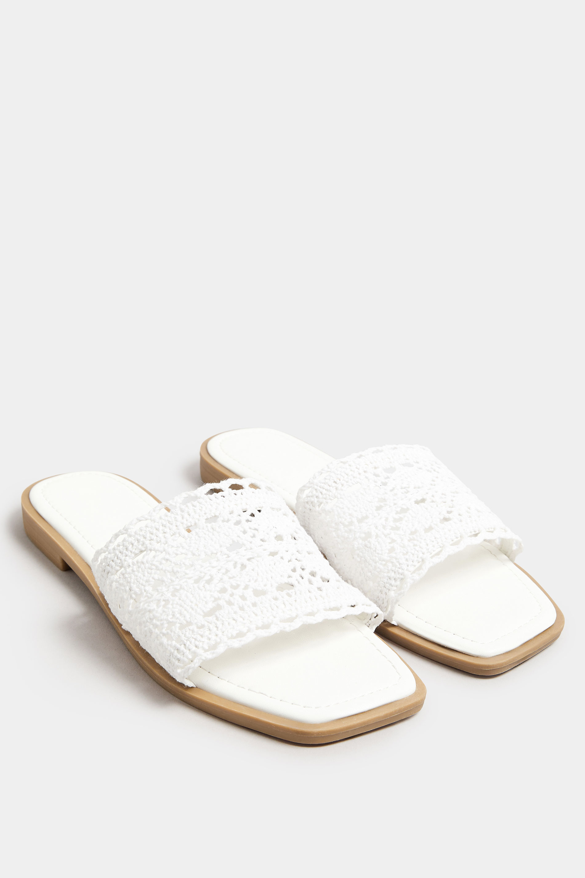 White Crochet Mule Sandals In Extra Wide EEE Fit 2