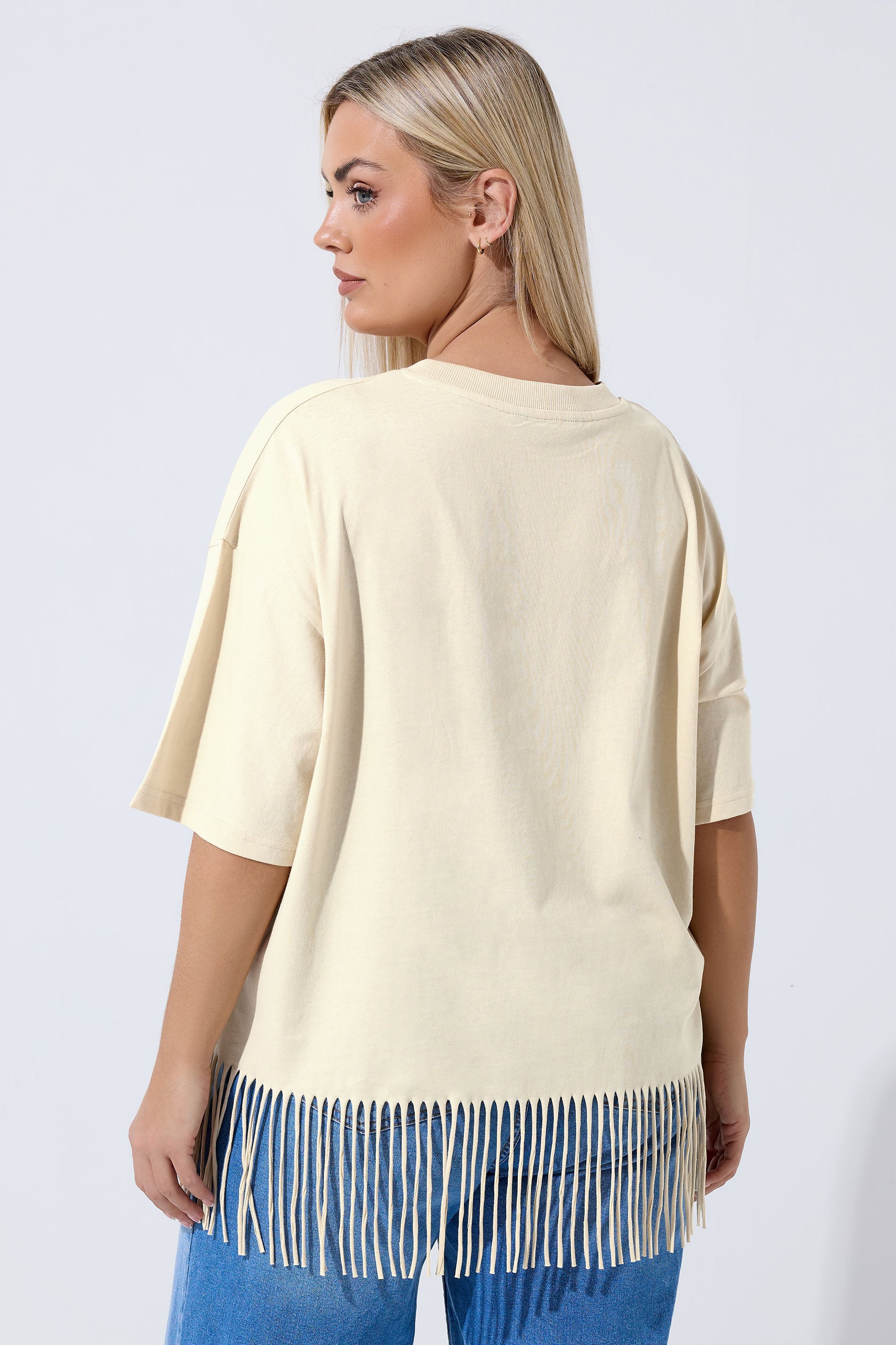 LIMITED COLLECTION Plus Size Natural Brown Tassel Beach Top | Yours Clothing 2