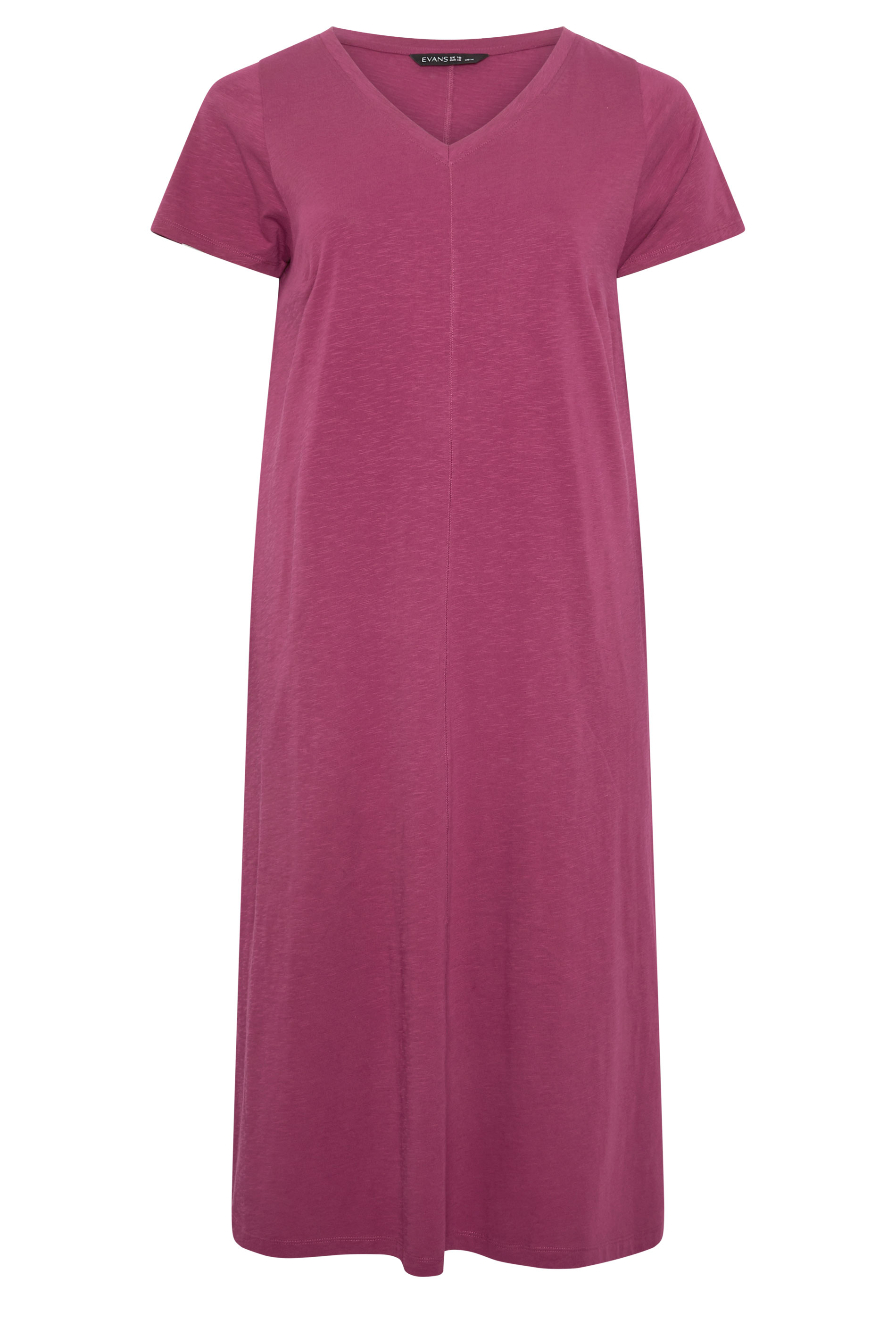 EVANS Plus Size 2 Pack Black & Berry Red Cotton Midi Dress 9
