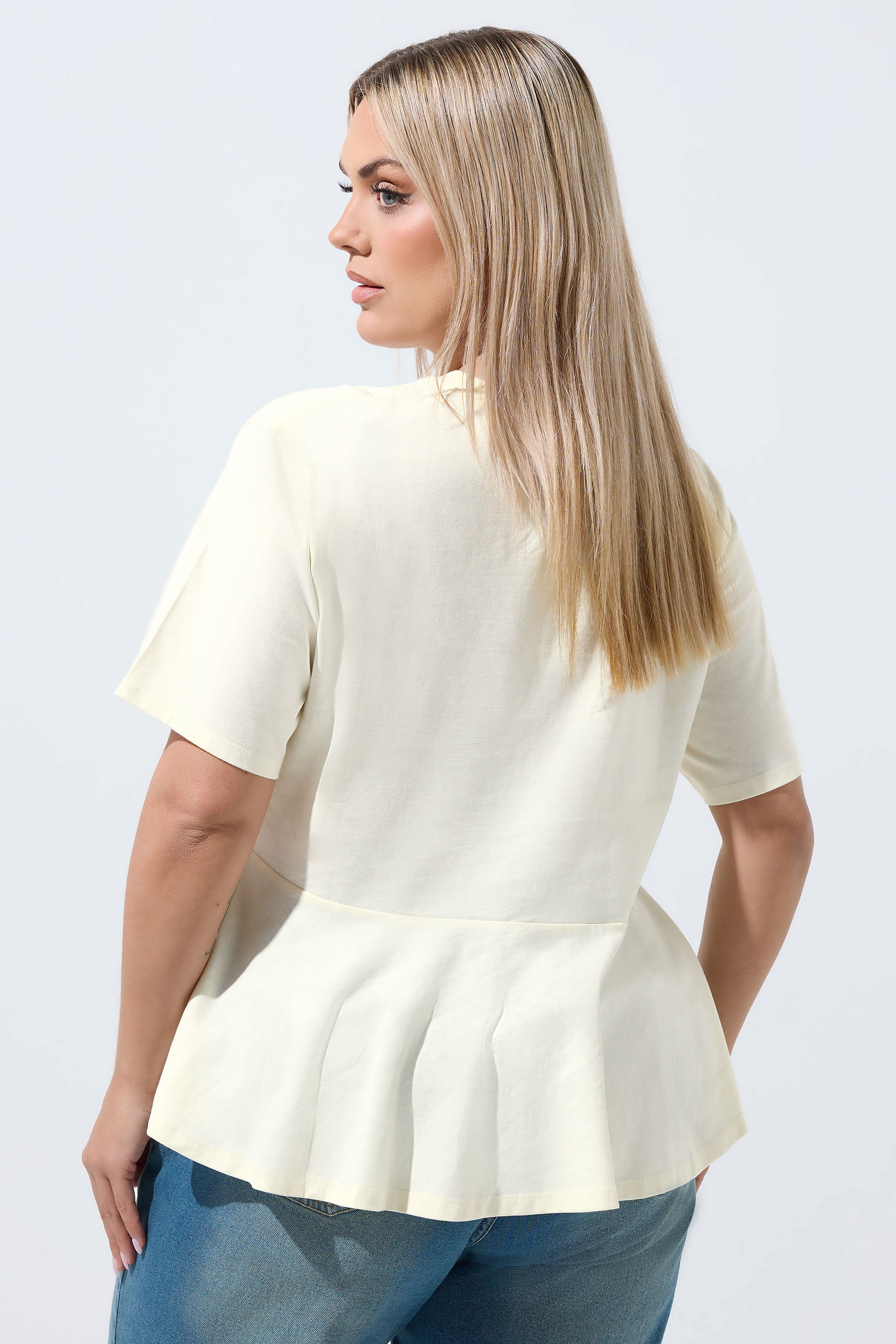 LIMITED COLLECTION Plus Size Ivory White Sporty New York Peplum Top 2