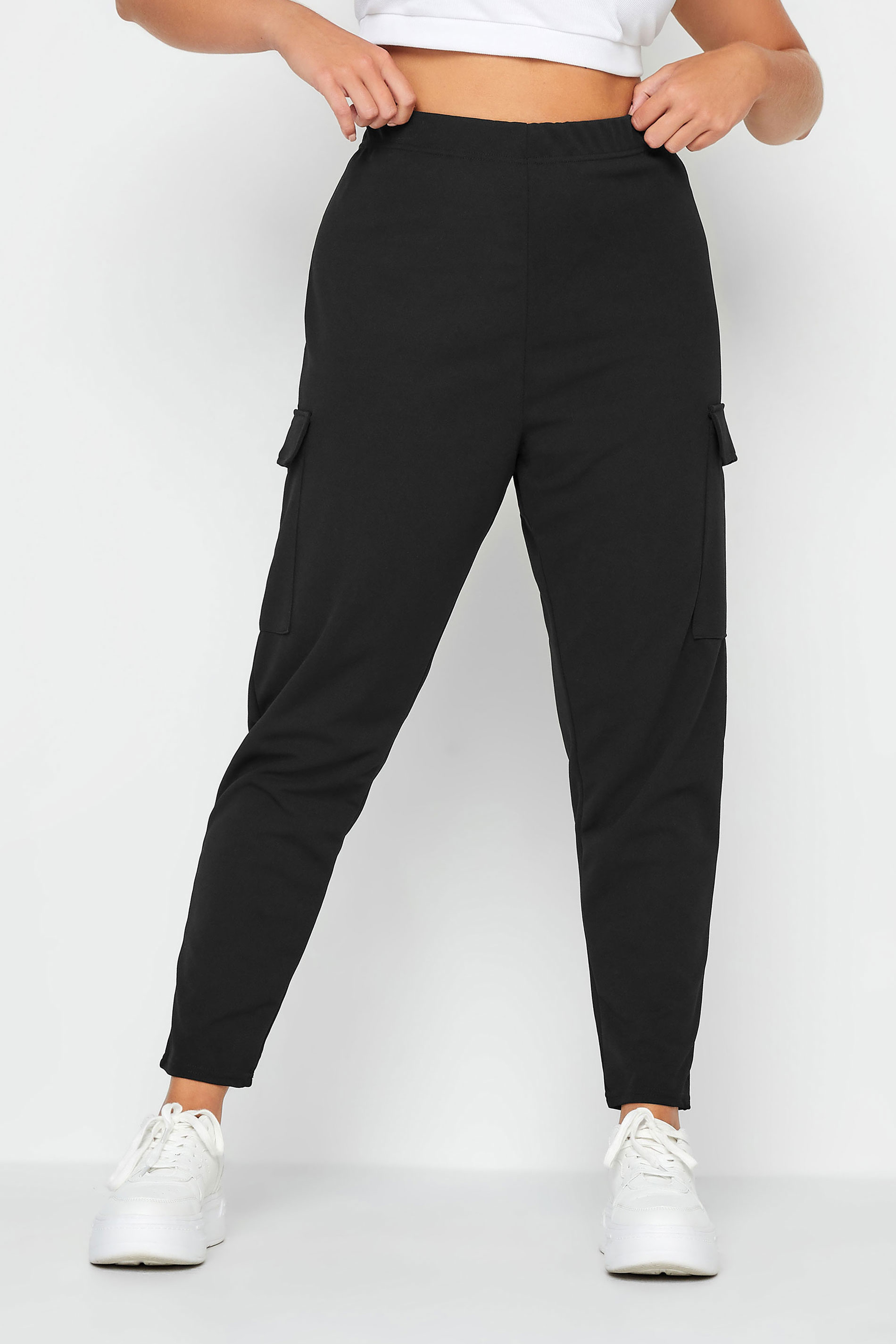 YOURS Curve Plus Size Black Tailored Scuba Cargo Trousers | Yours Clothing  1