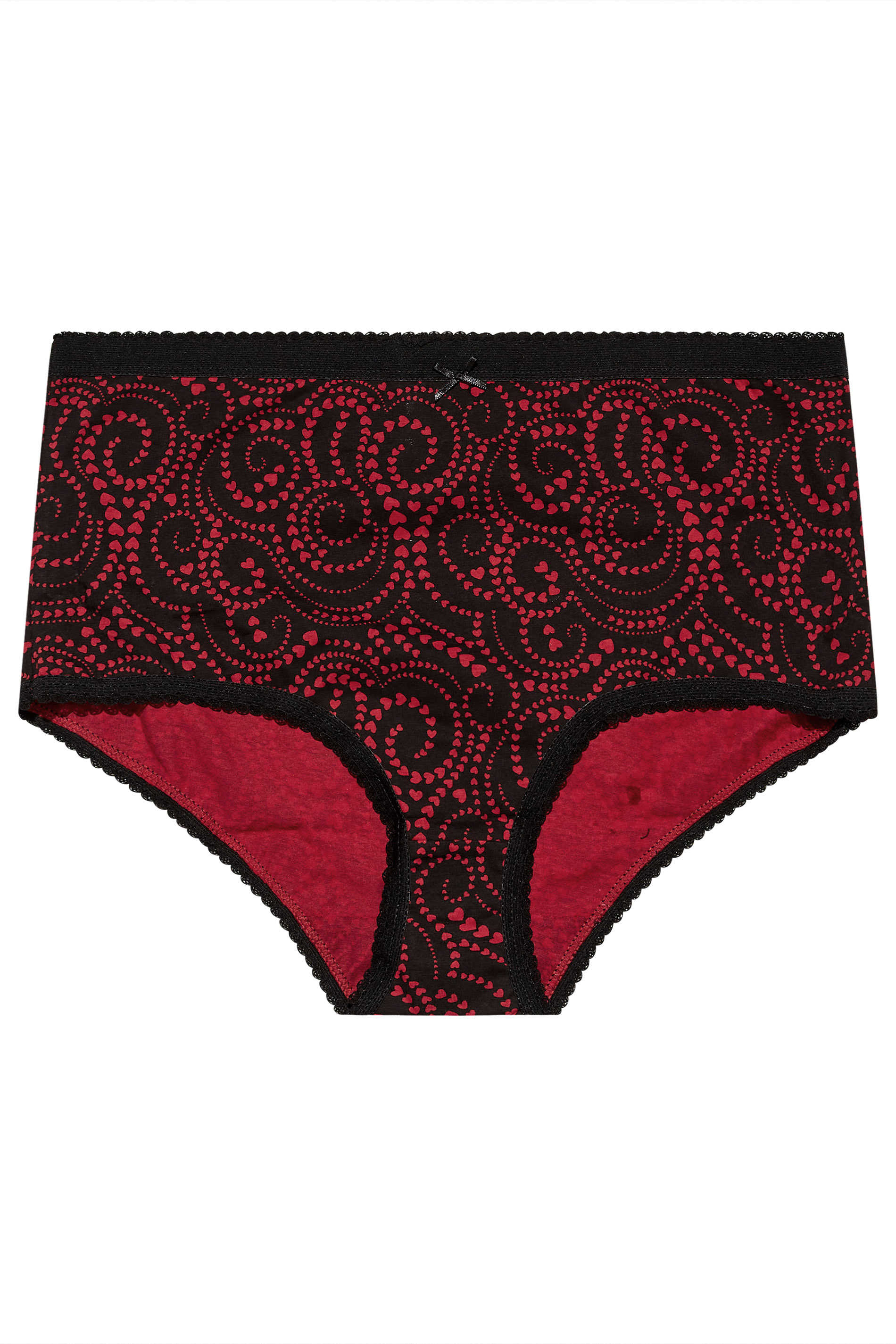 5 PACK Red Swirl Heart Print High Waisted Full Briefs | Yours Clothing 3