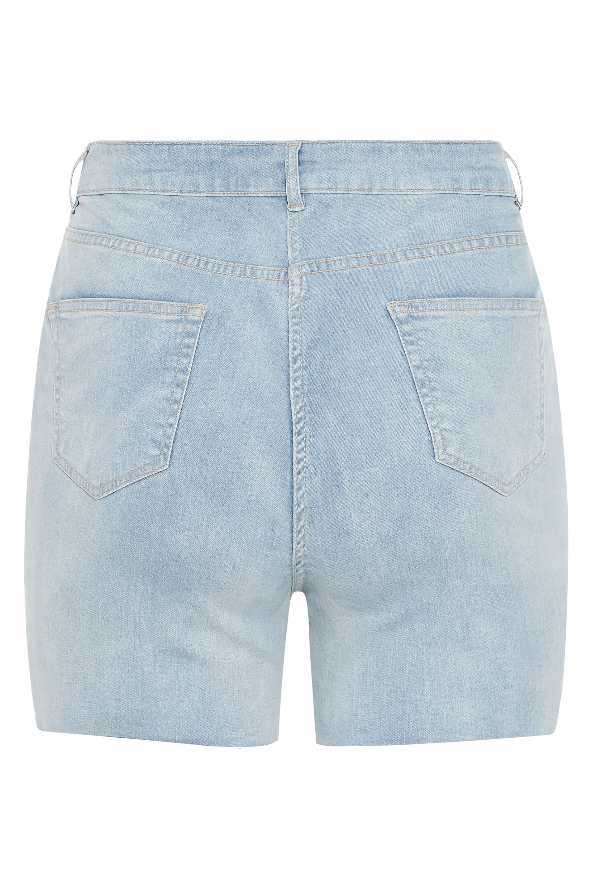 Light Blue Cut Off Distressed Denim Shorts | Yours Clothing