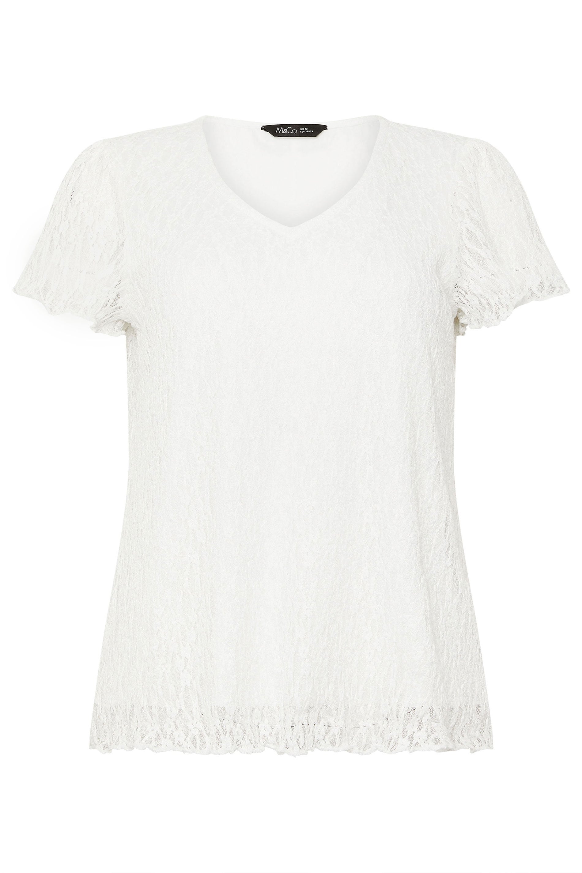 M&Co White Floral Lace V-Neck Top | M&Co 6