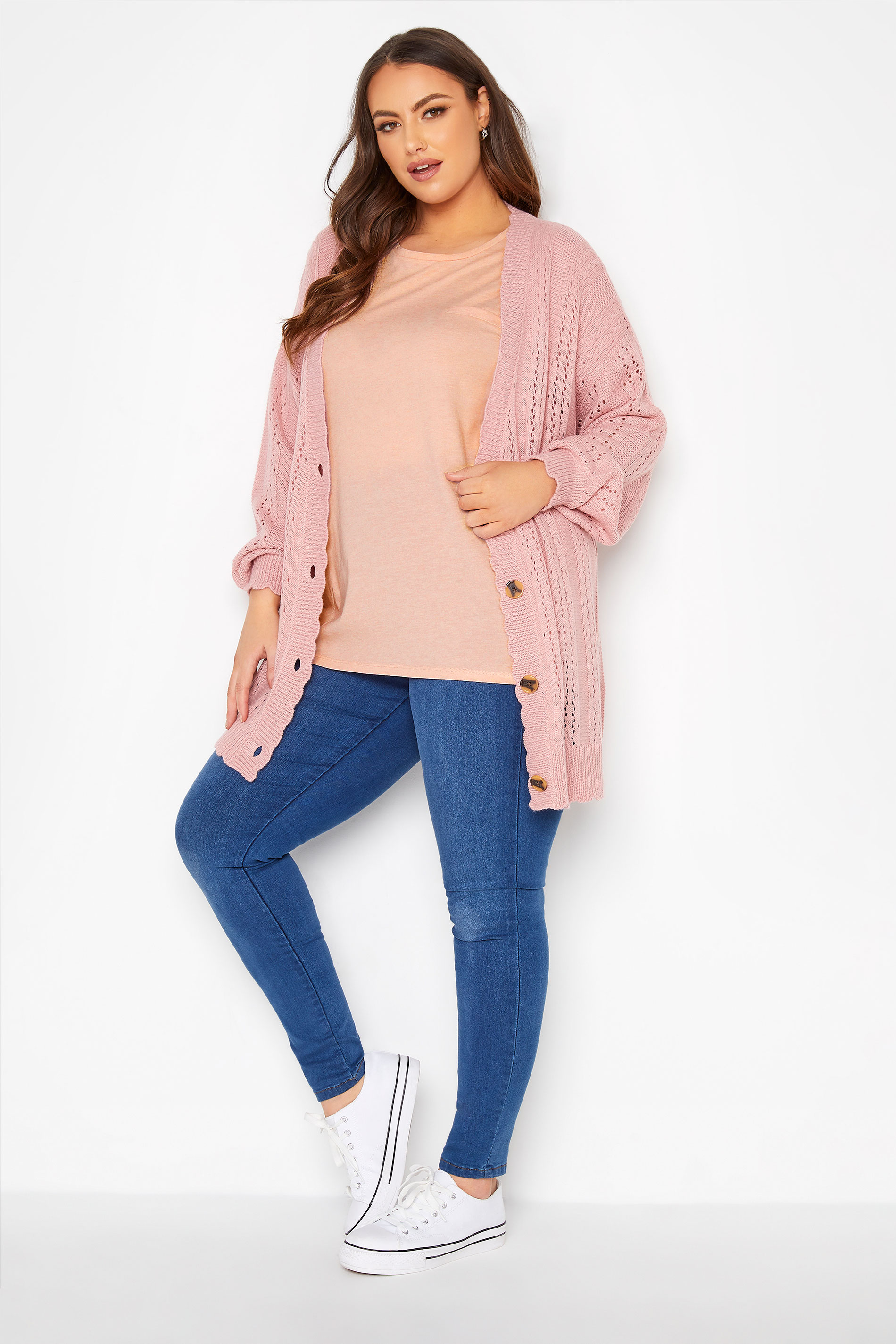 Grande taille  Tops Grande taille  Tops Casual | YOURS FOR GOOD - T-Shirt Rose Pâle en Coton Mixte - NT08236