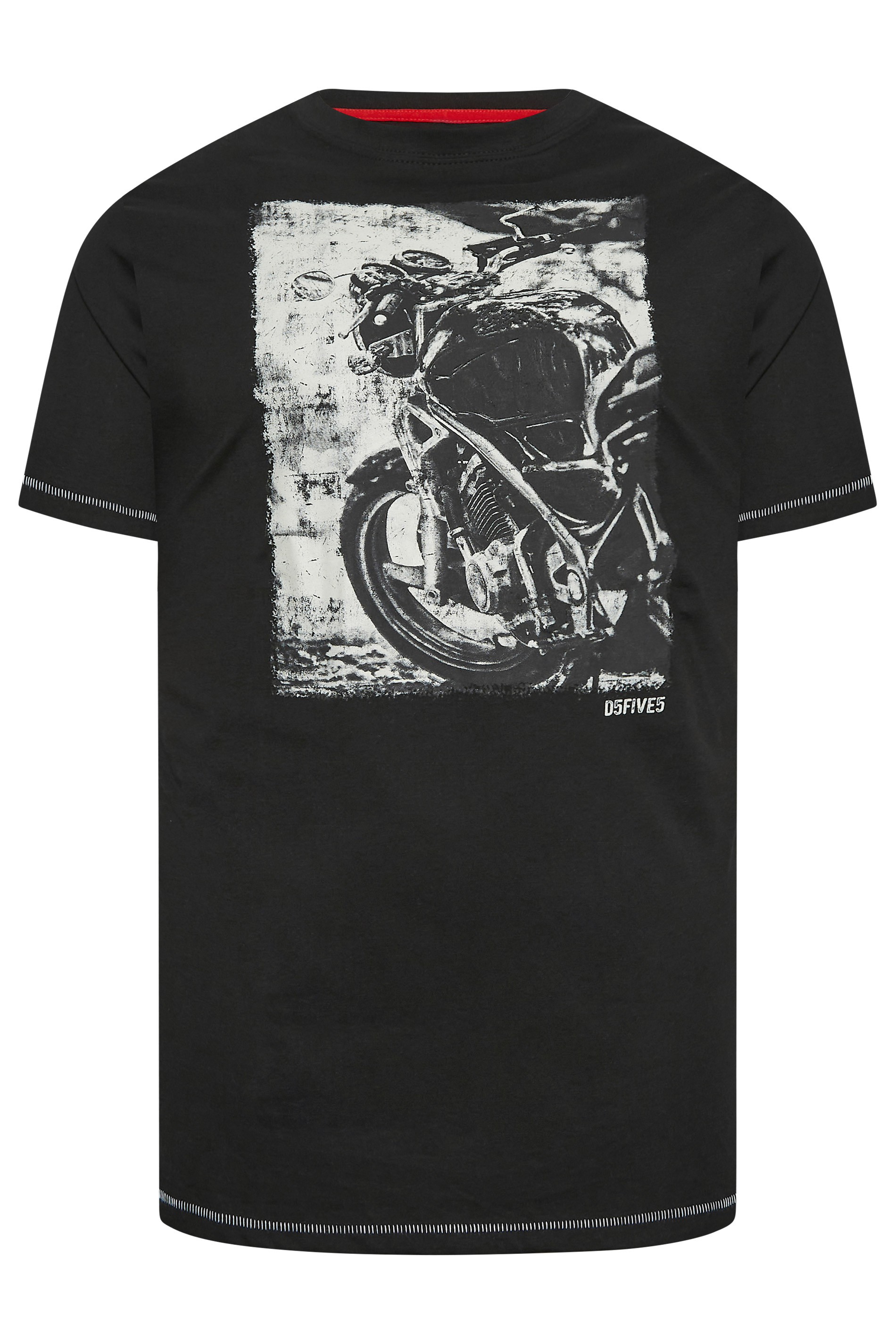 D555 Big & Tall Black Motorbike Printed T-Shirt | BadRhino 3