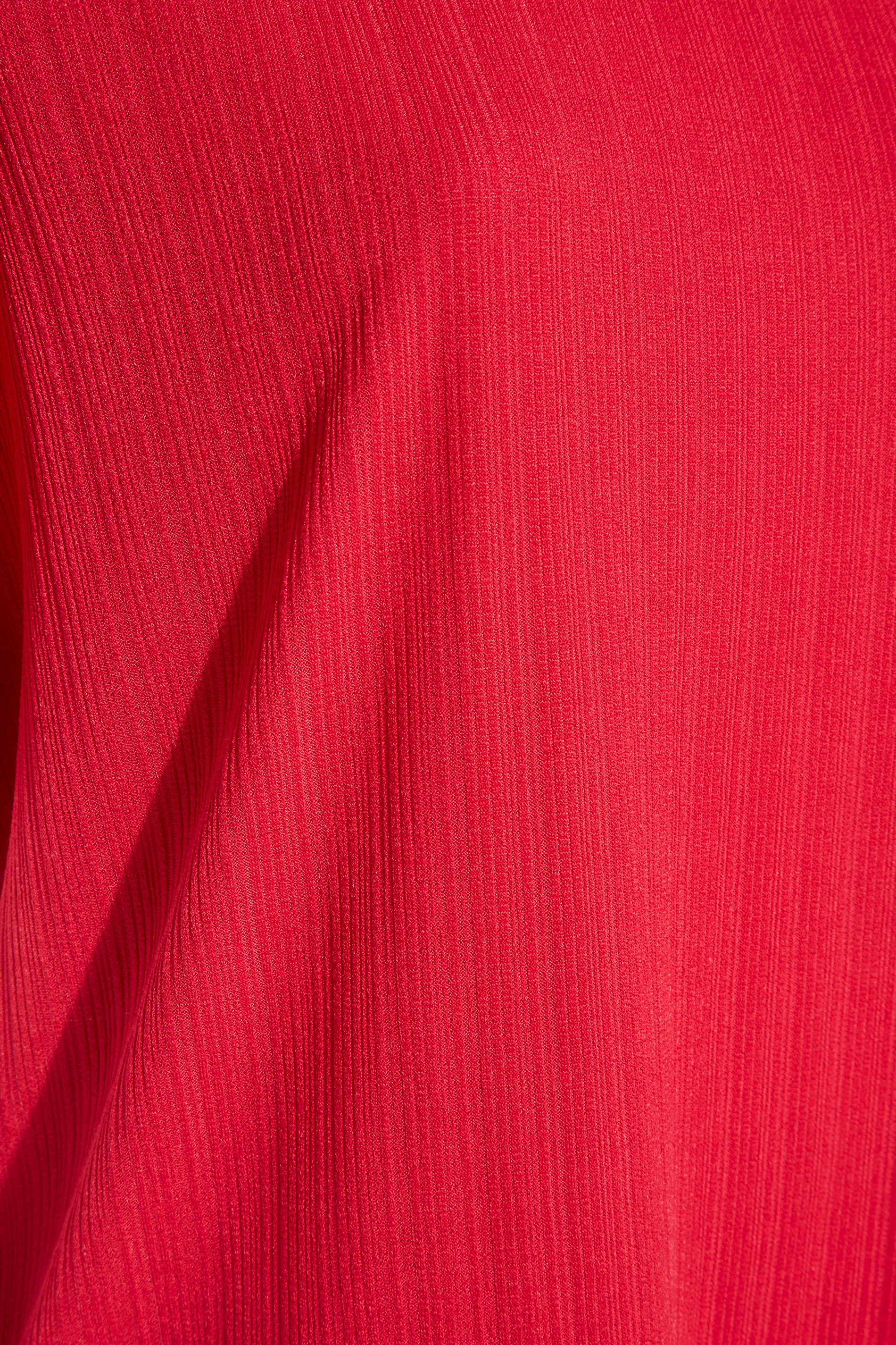 Grande taille  Tops Grande taille  Tops Jersey | T-Shirt Rouge Volanté Style Nervuré - FR37470