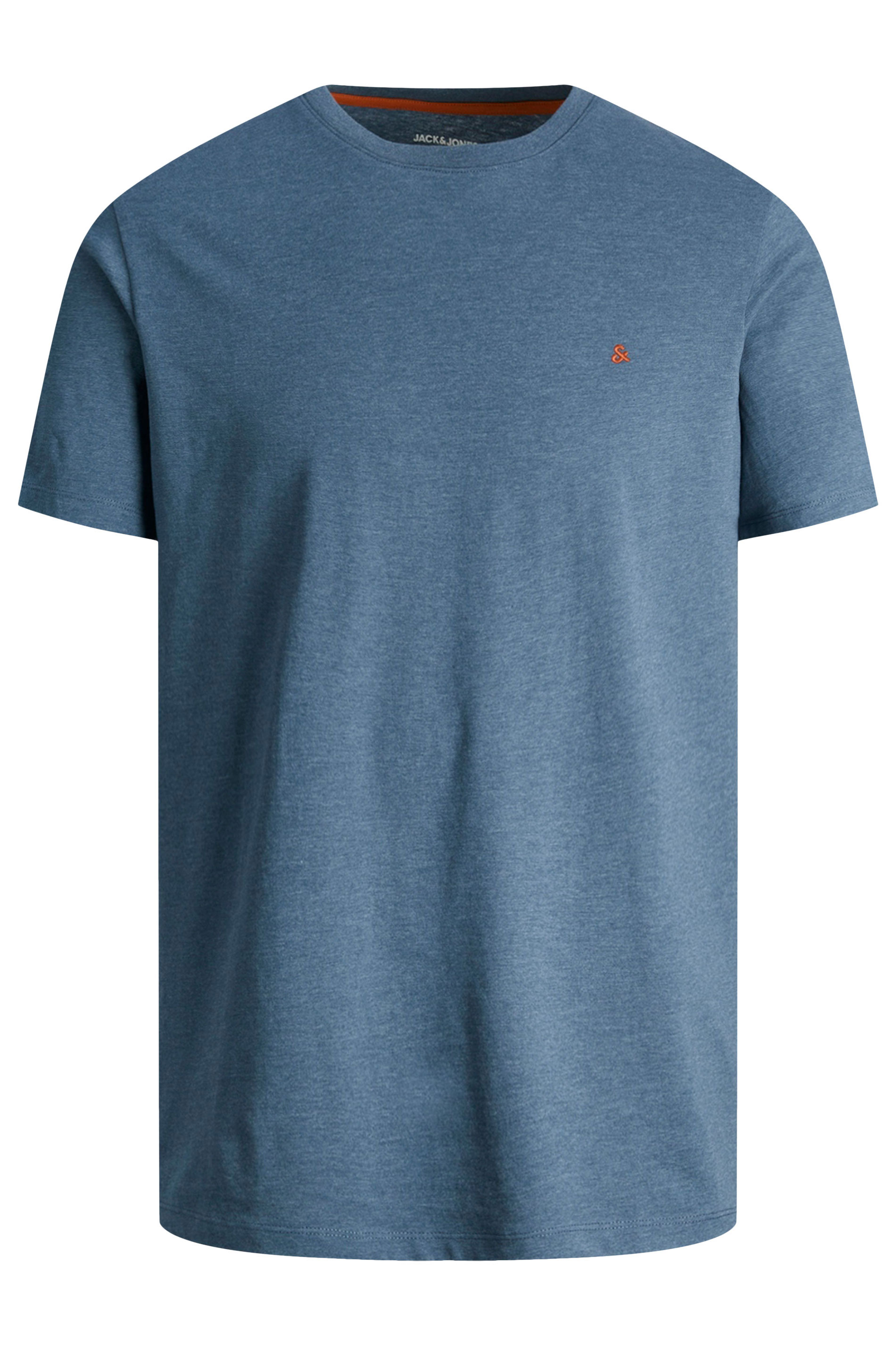 JACK & JONES Big & Tall Denim Blue Crew Neck Logo T-Shirt | BadRhino 1