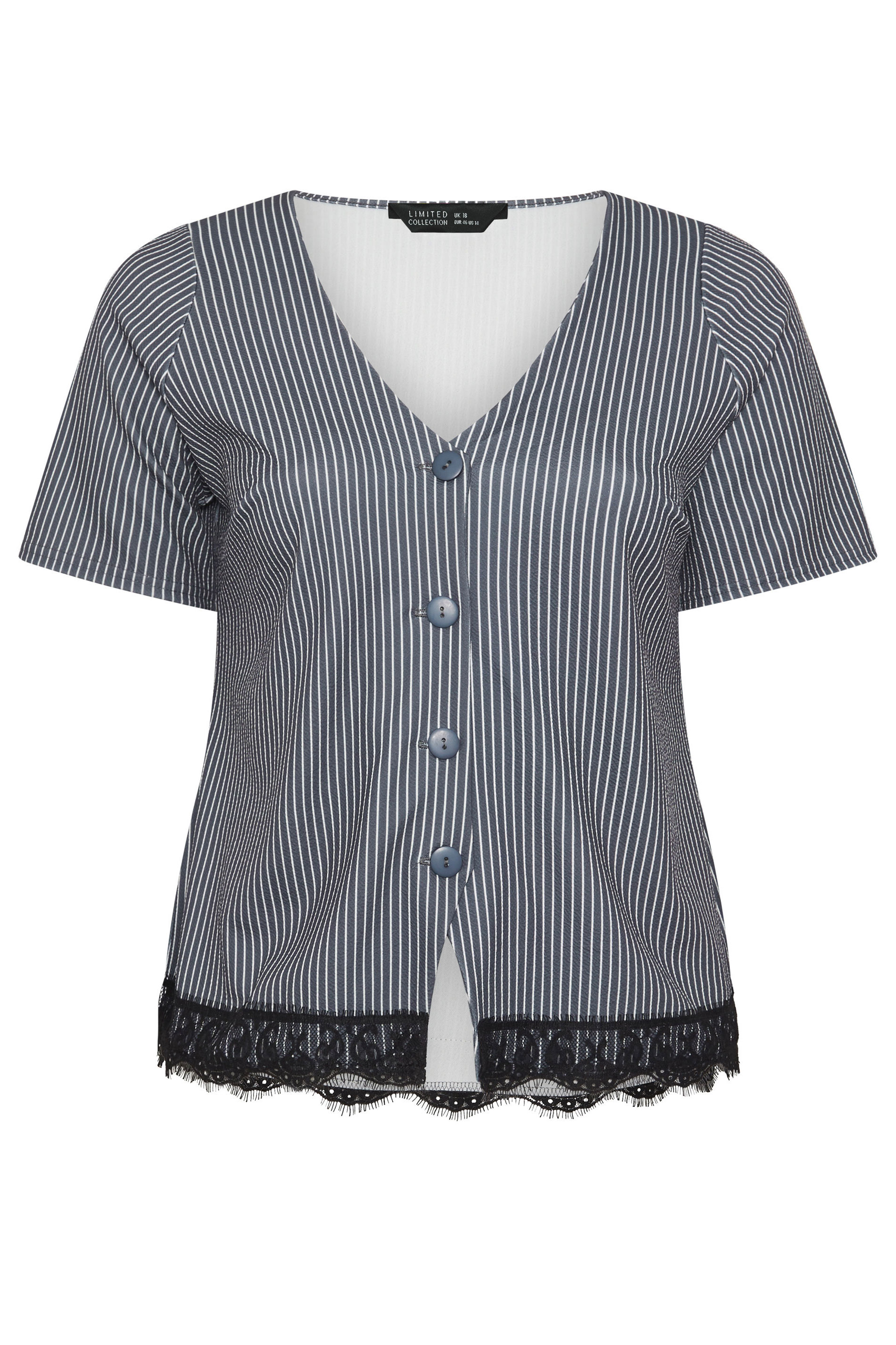 LIMITED COLLECTION Plus Size Grey Pinstripe Shirt | Yours Clothing 5
