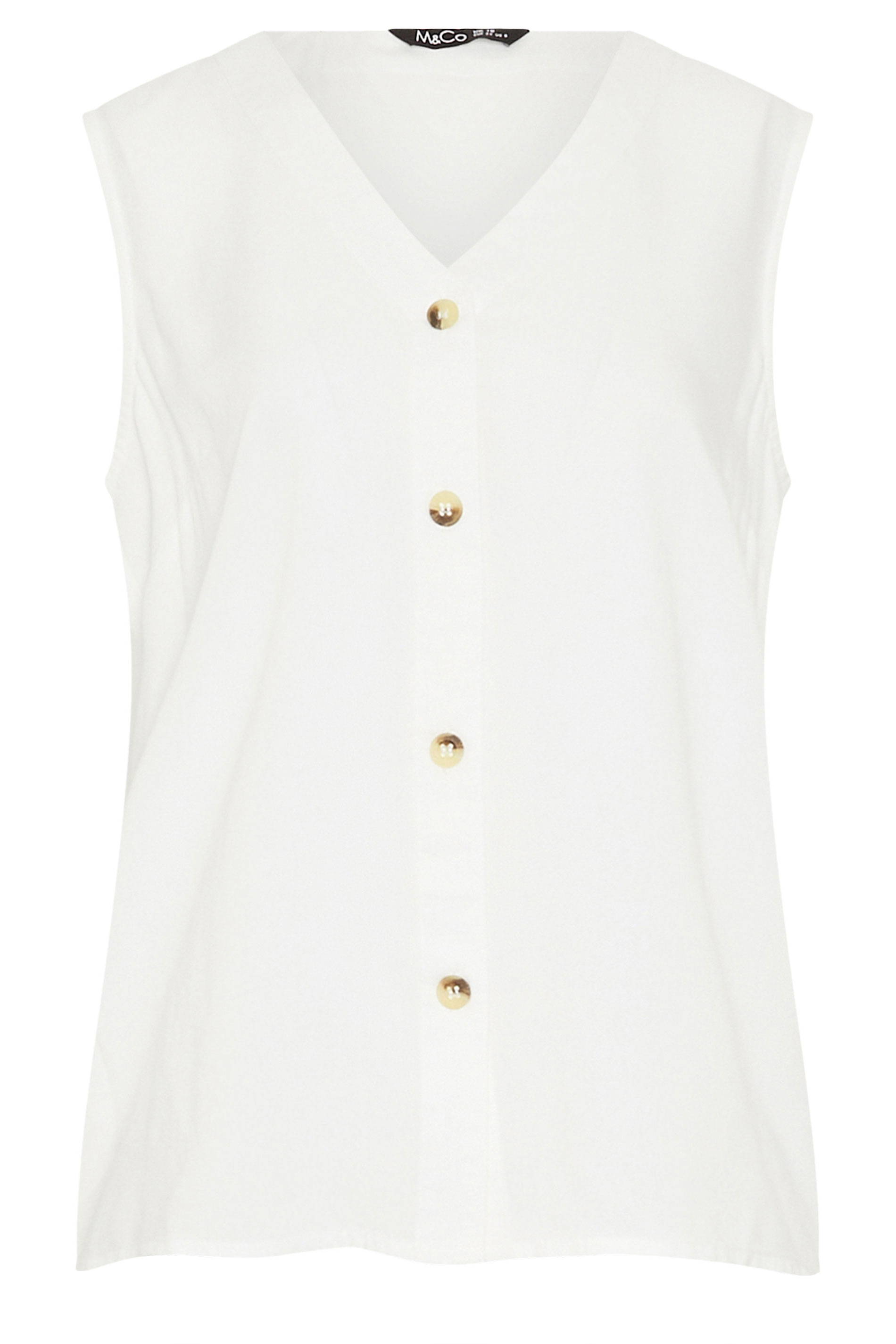 M&Co White Button Front Vest Top | M&Co 5