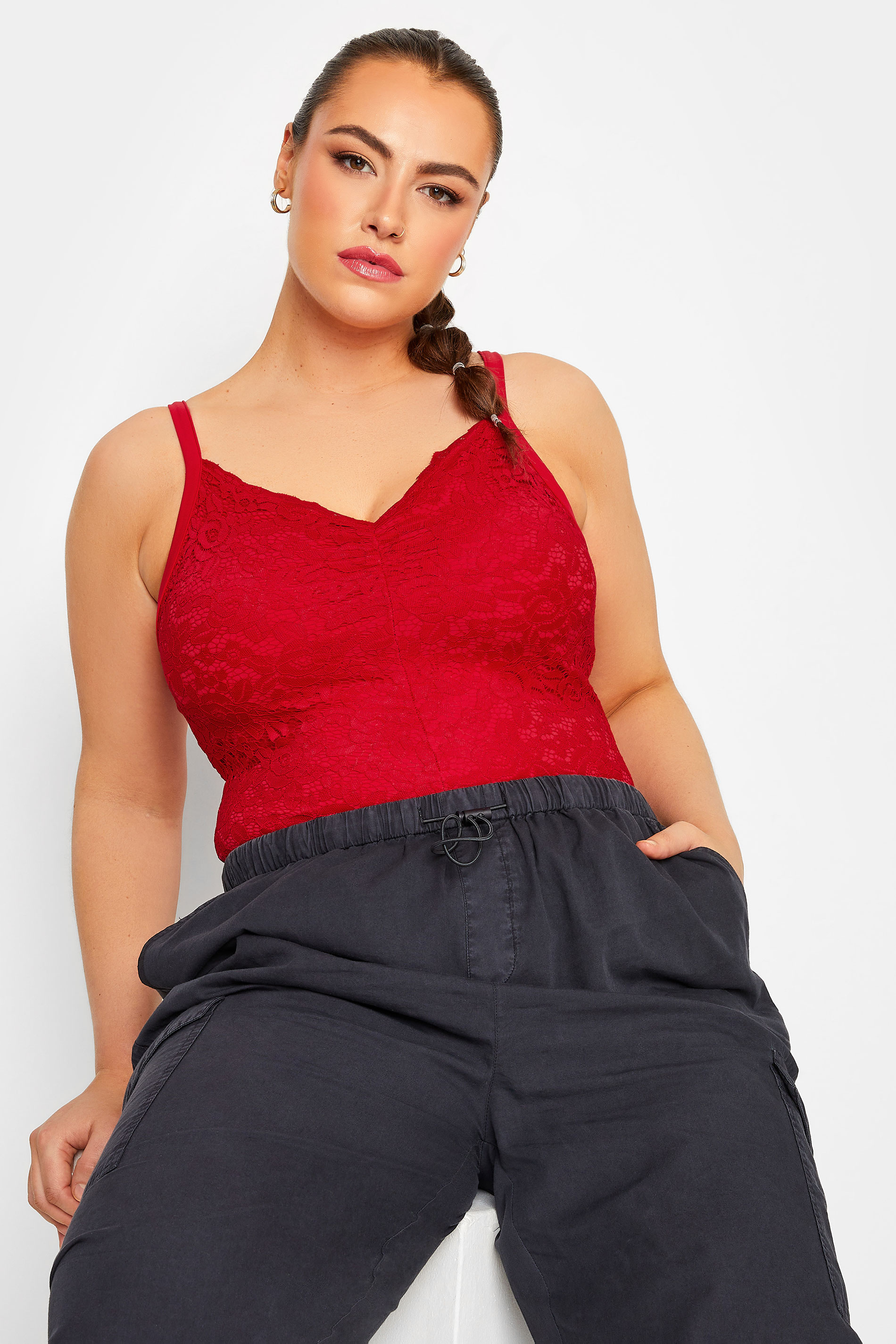 Plus Size LIMITED COLLECTION Red Lace Bodysuit | Yours Clothing 1