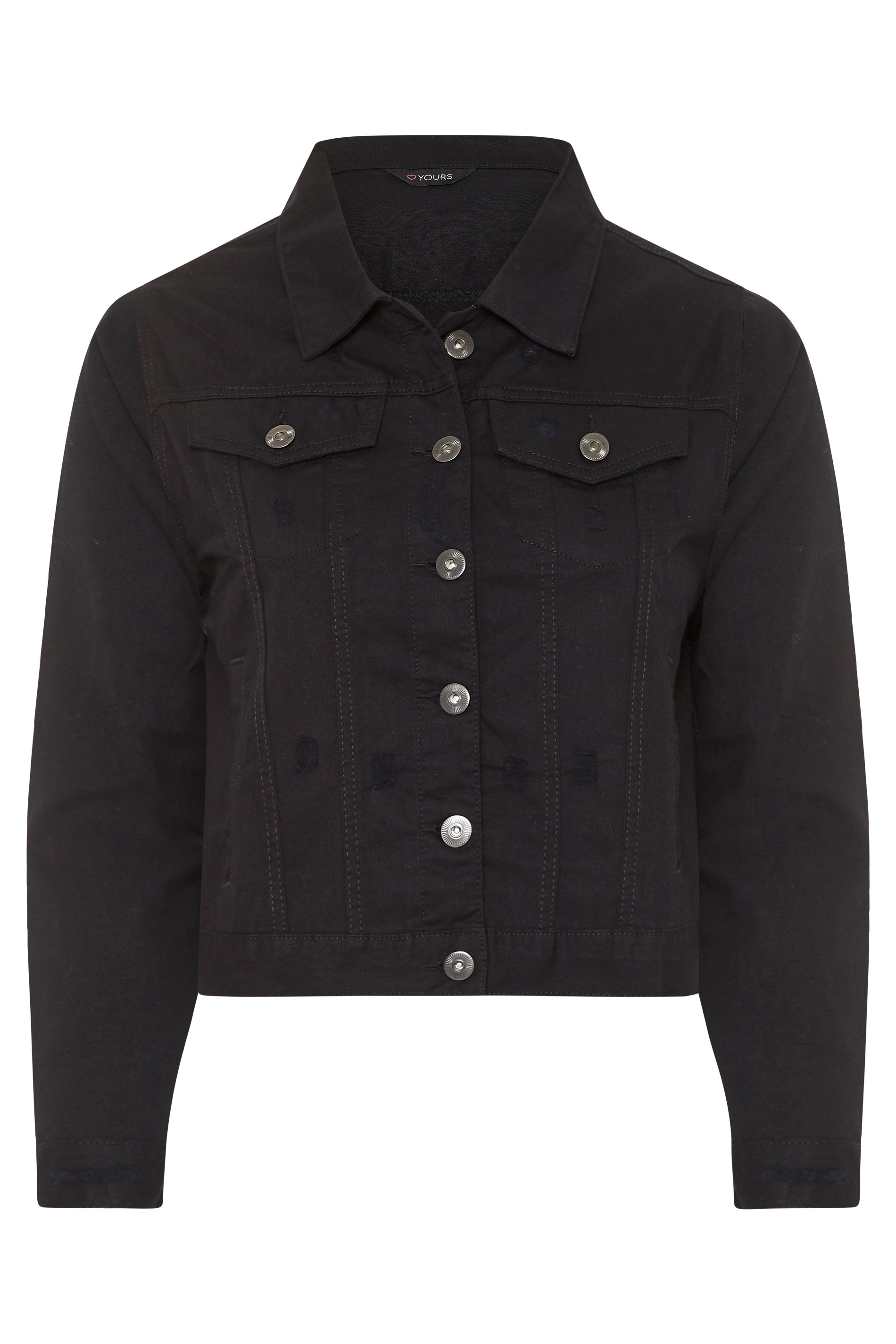 Black Distressed Denim Jacket | Yours Clothing