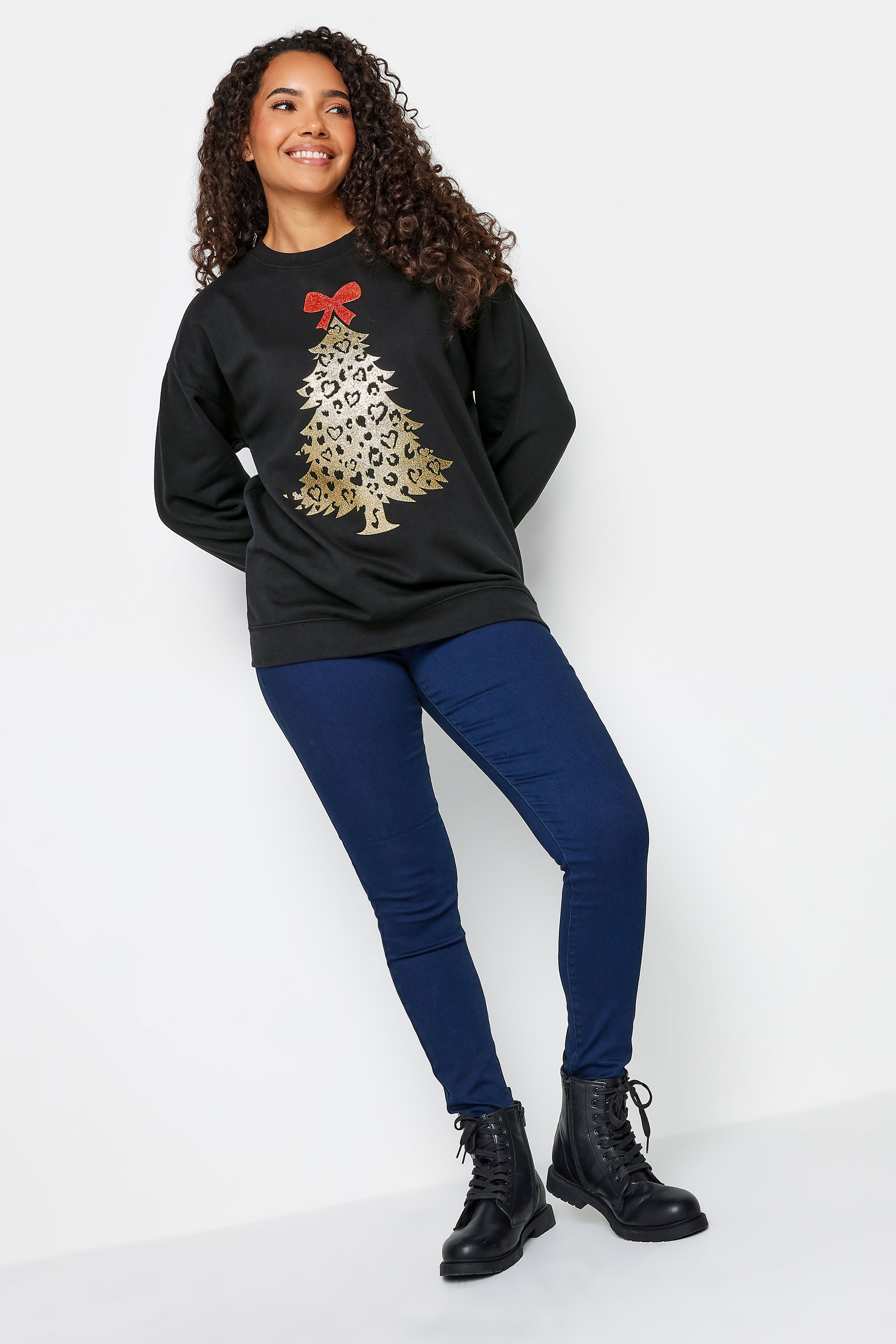 M&Co Black & Gold Christmas Tree Sweatshirt | M&Co 2
