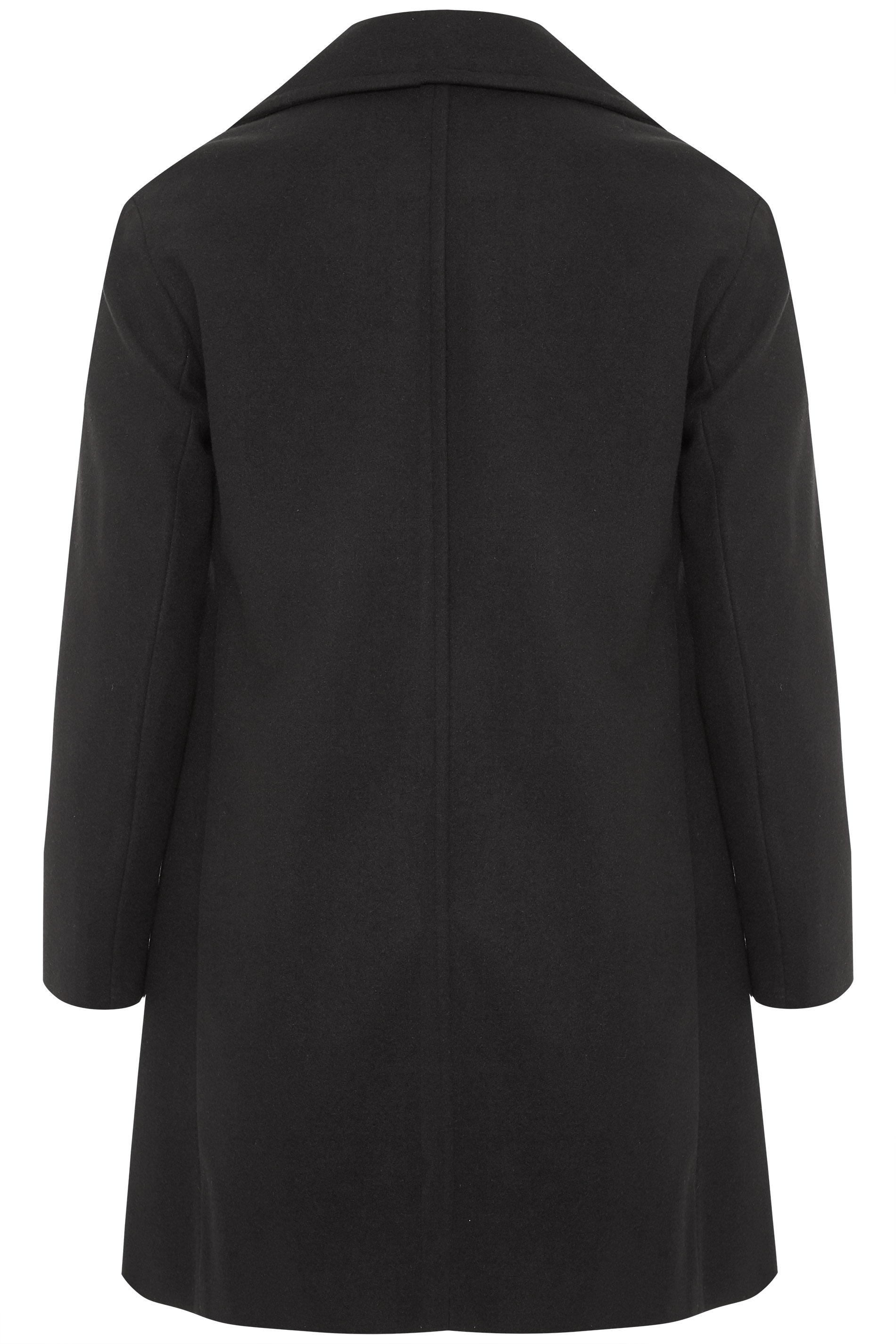 Black Collared Button Coat | Yours Clothing