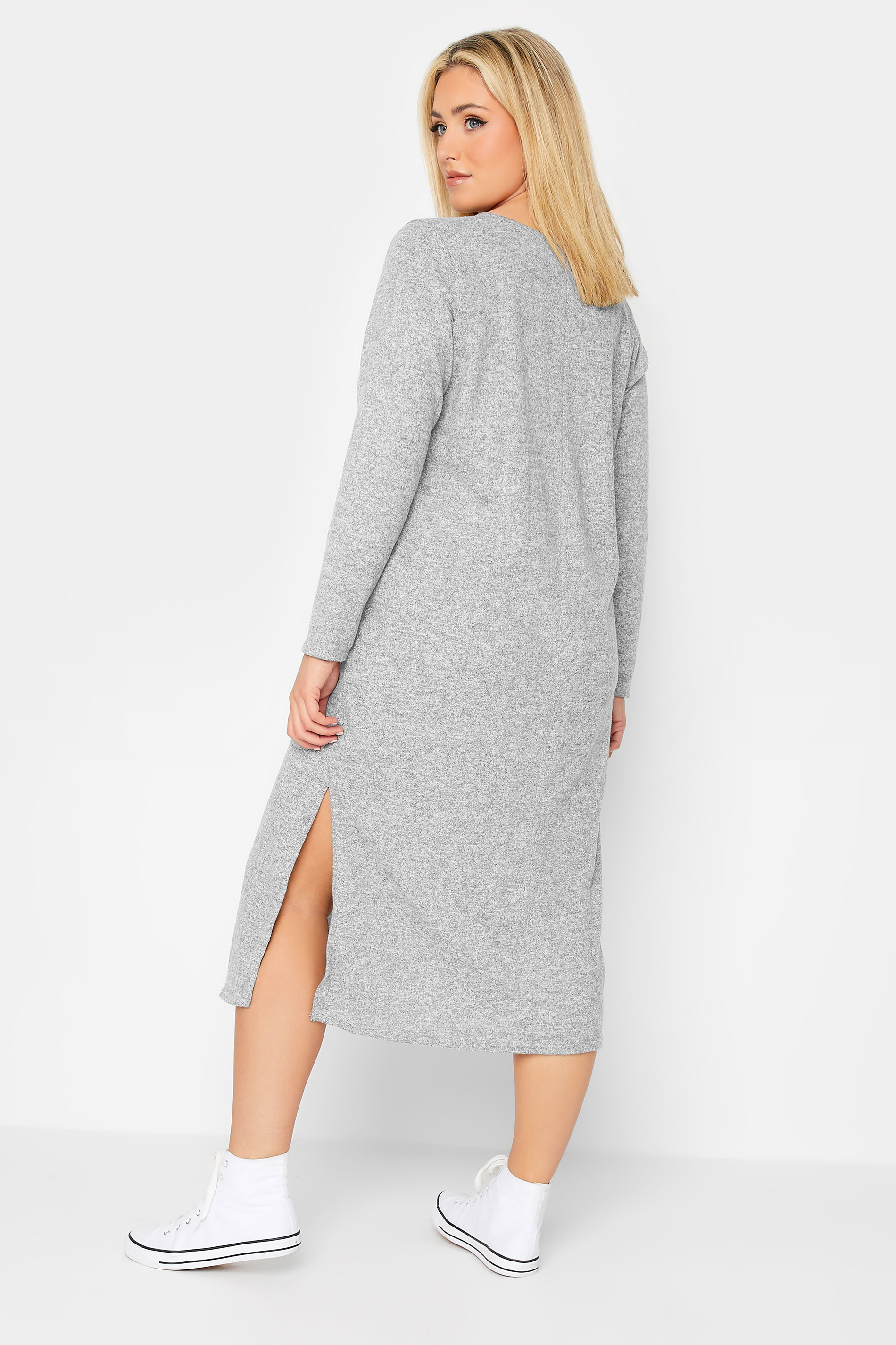 Plus Size Curve Grey Soft Touch Jumper Midaxi Dress | Yours Clothing 3
