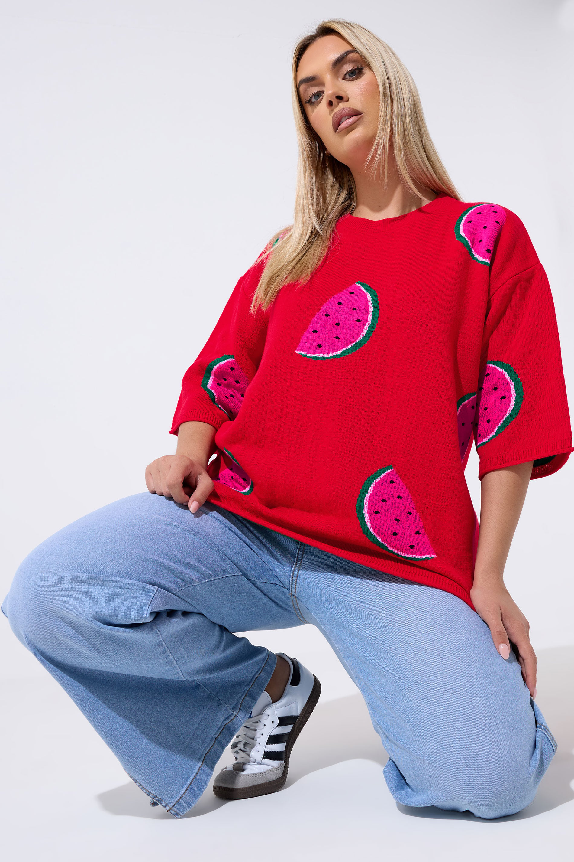 LIMITED COLLECTION Plus Size Red Knitted Boxy Top  3