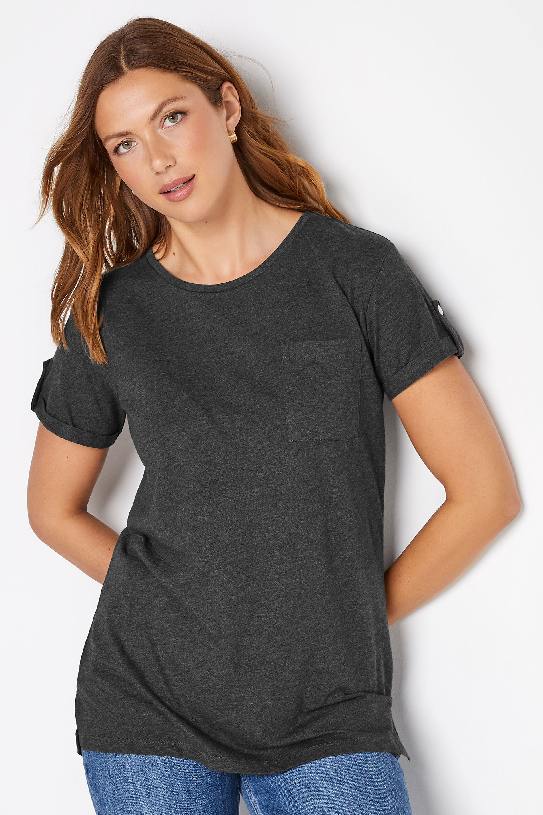 LTS Tall Charcoal Grey Short Sleeve Pocket T-Shirt 1