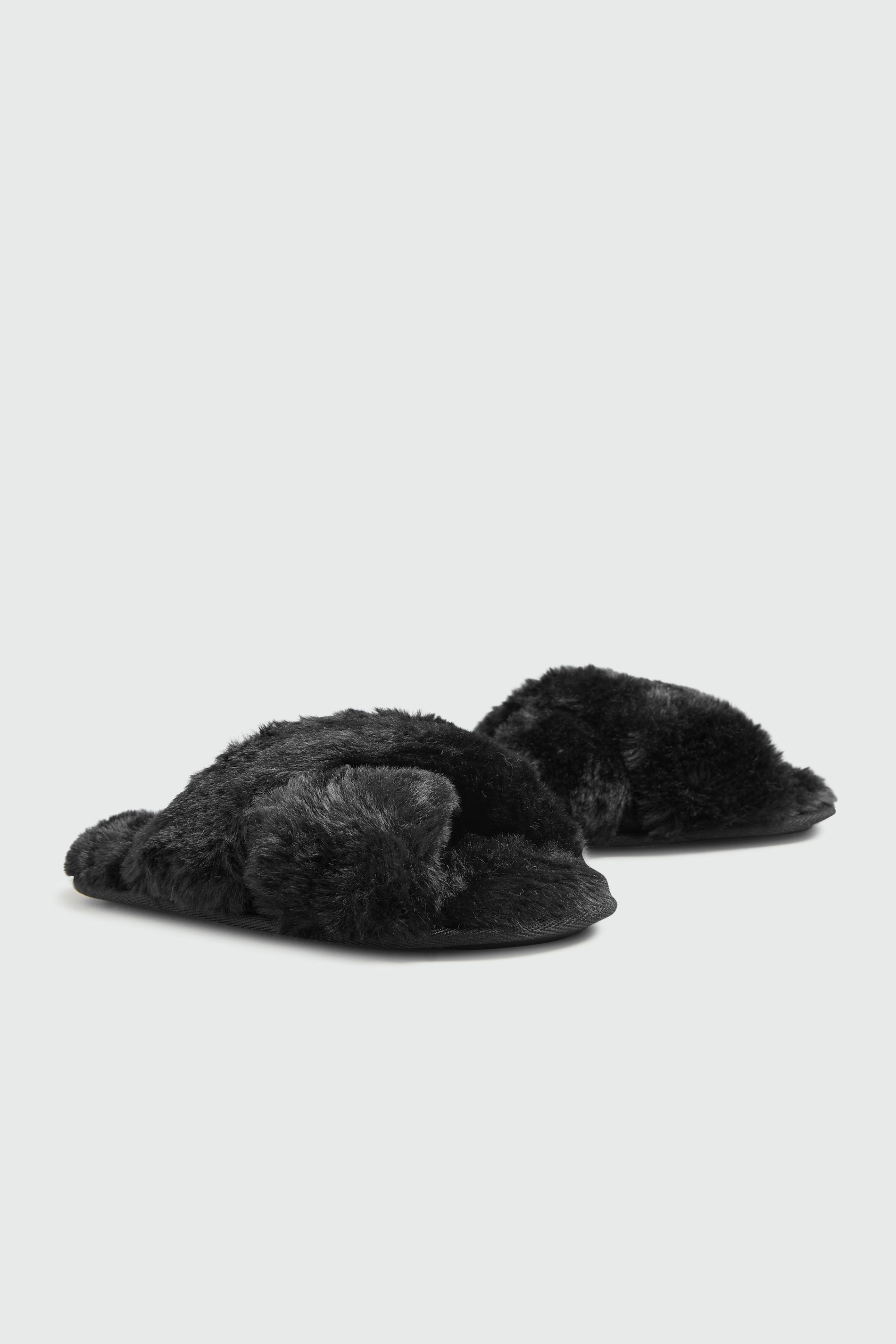 LTS Black Faux Fur Cross Strap Slippers_C.jpg