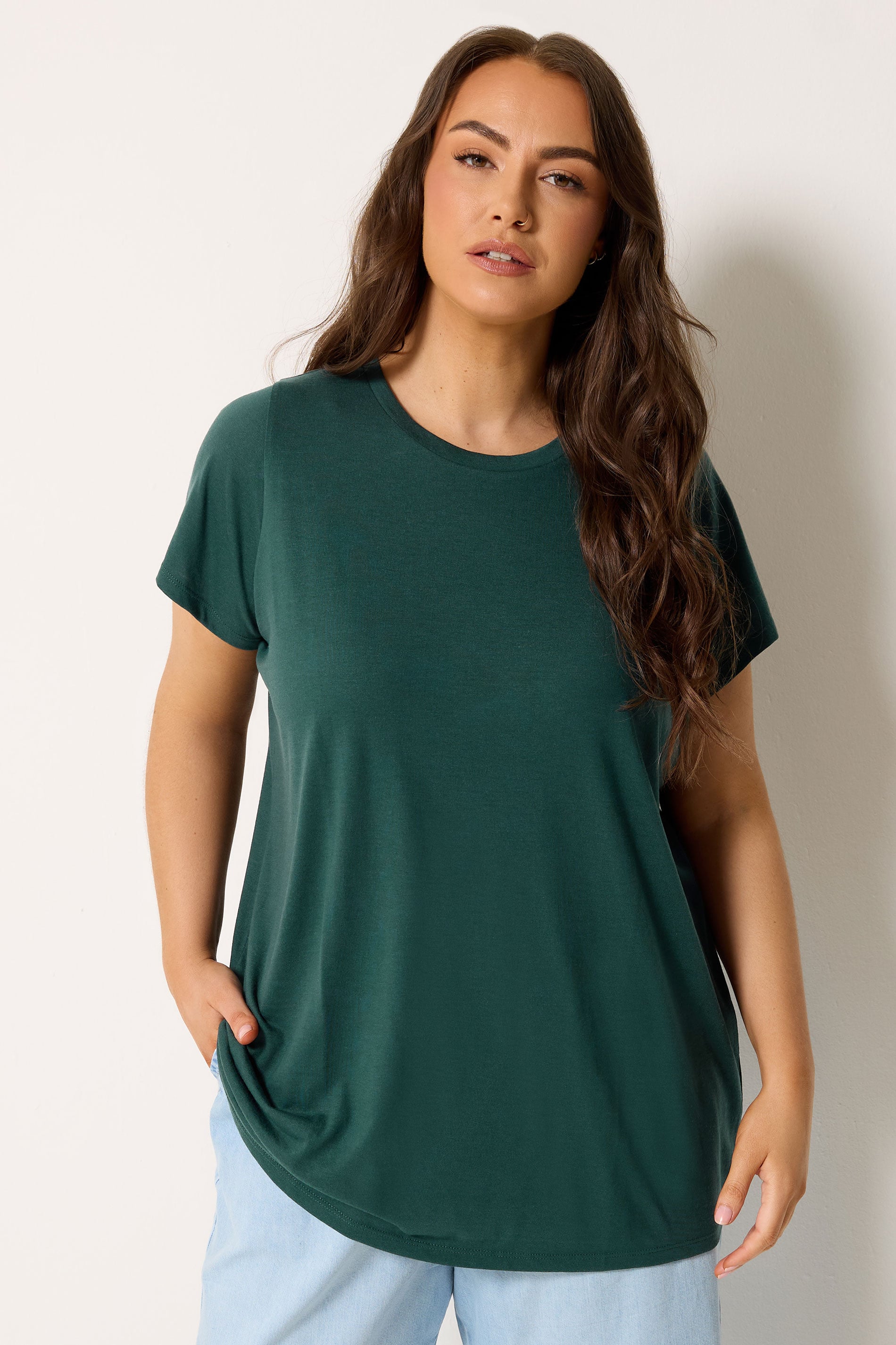 YOURS Plus Size Forest Green Core Basic T-Shirt | Yours Clothing 3