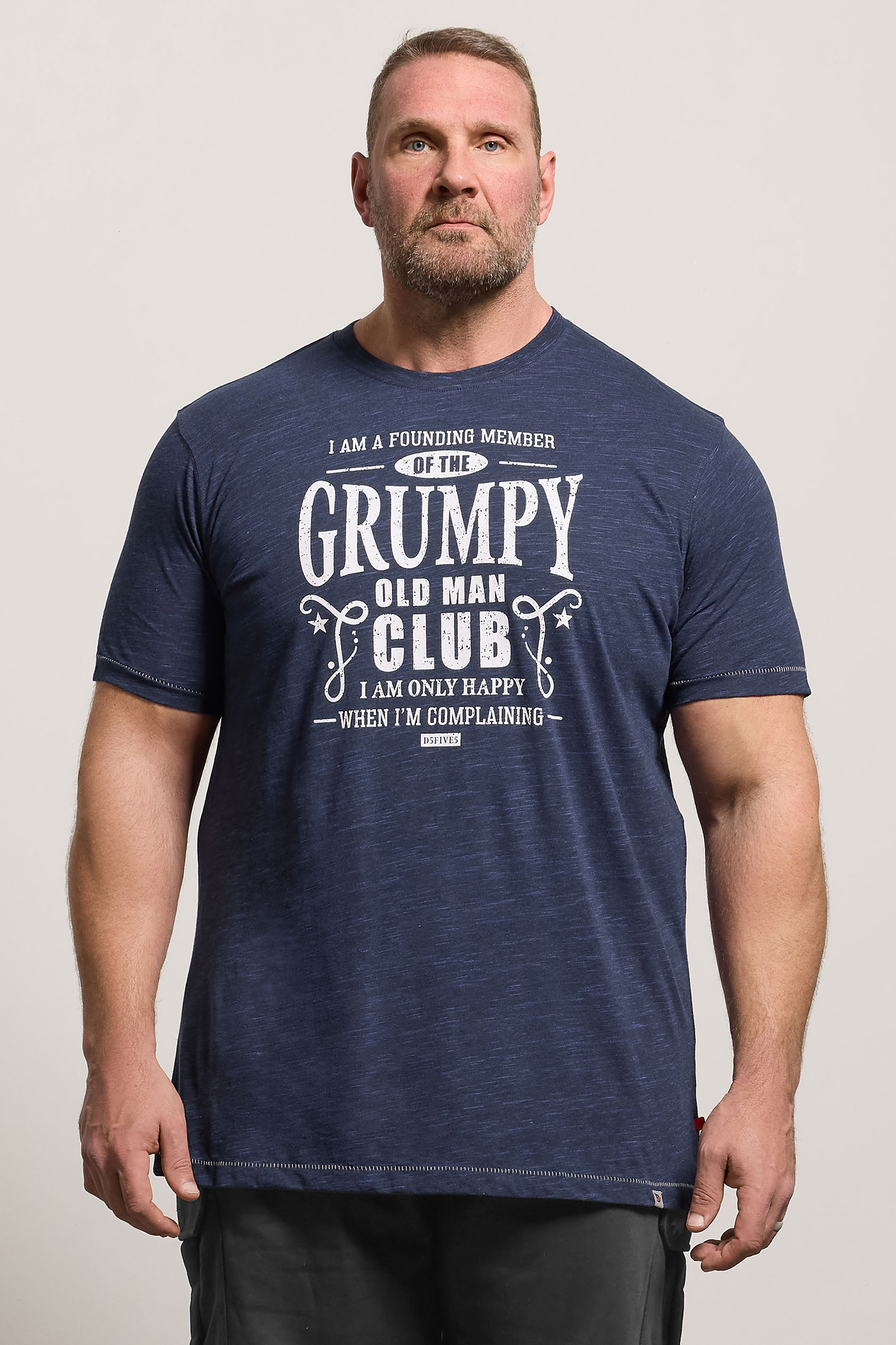 D555 Big & Tall Navy Blue 'Grumpy Man' Graphic T-Shirt | BadRhino 3