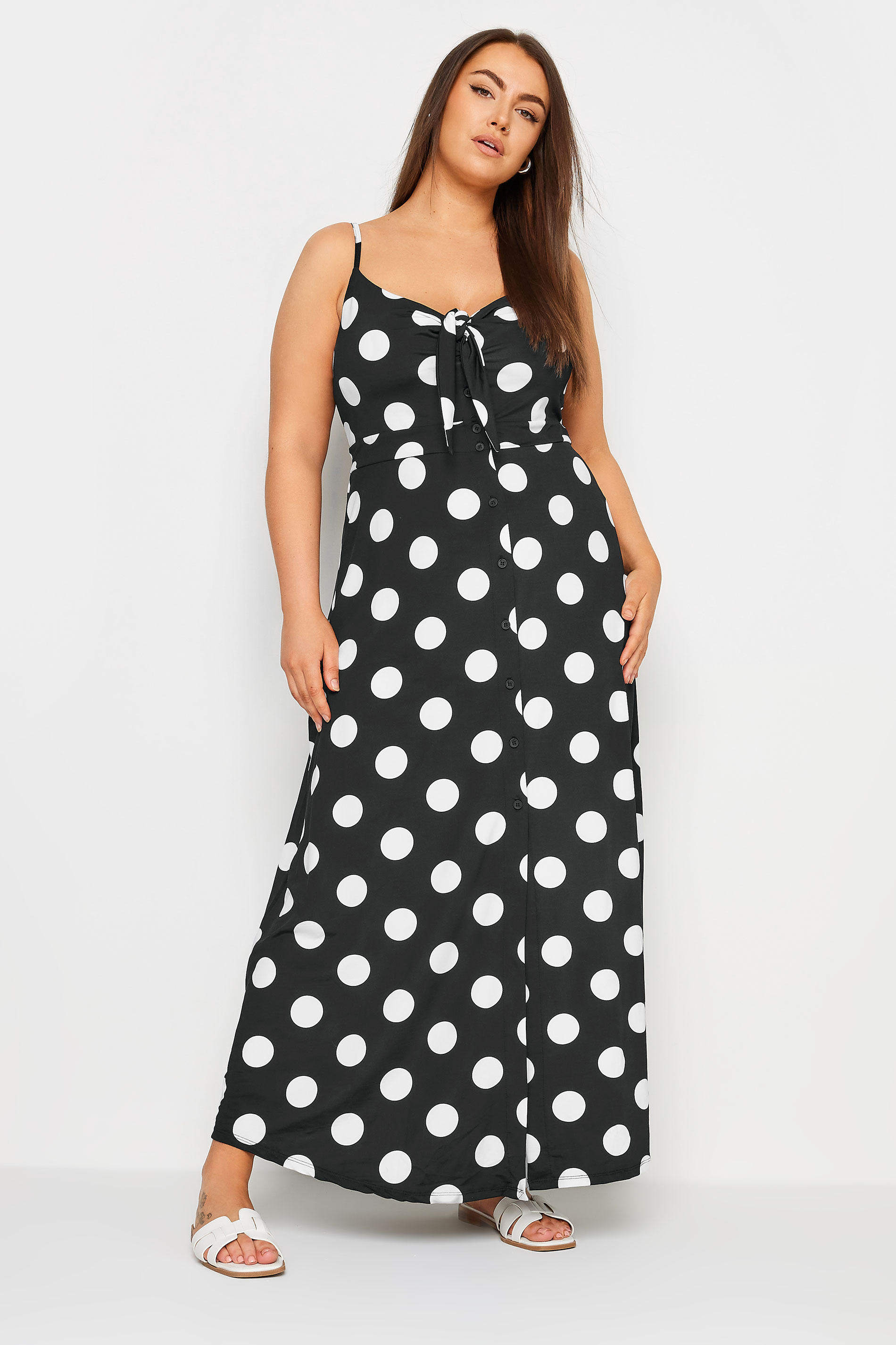 YOURS Plus Size Black Dot Print Maxi Dress | Yours Clothing 2
