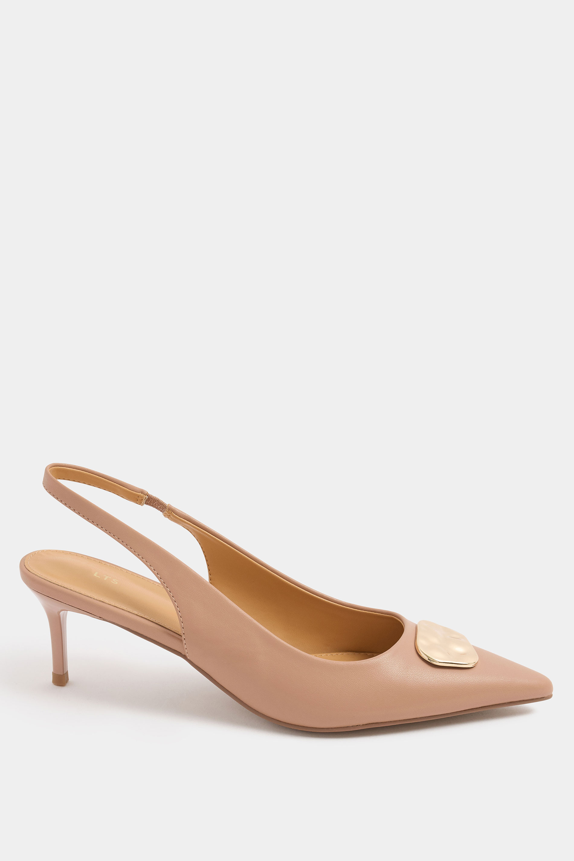 LTS Camel Brown Hammered Slingback Heels In Standard Fit | Long Tall Sally 2