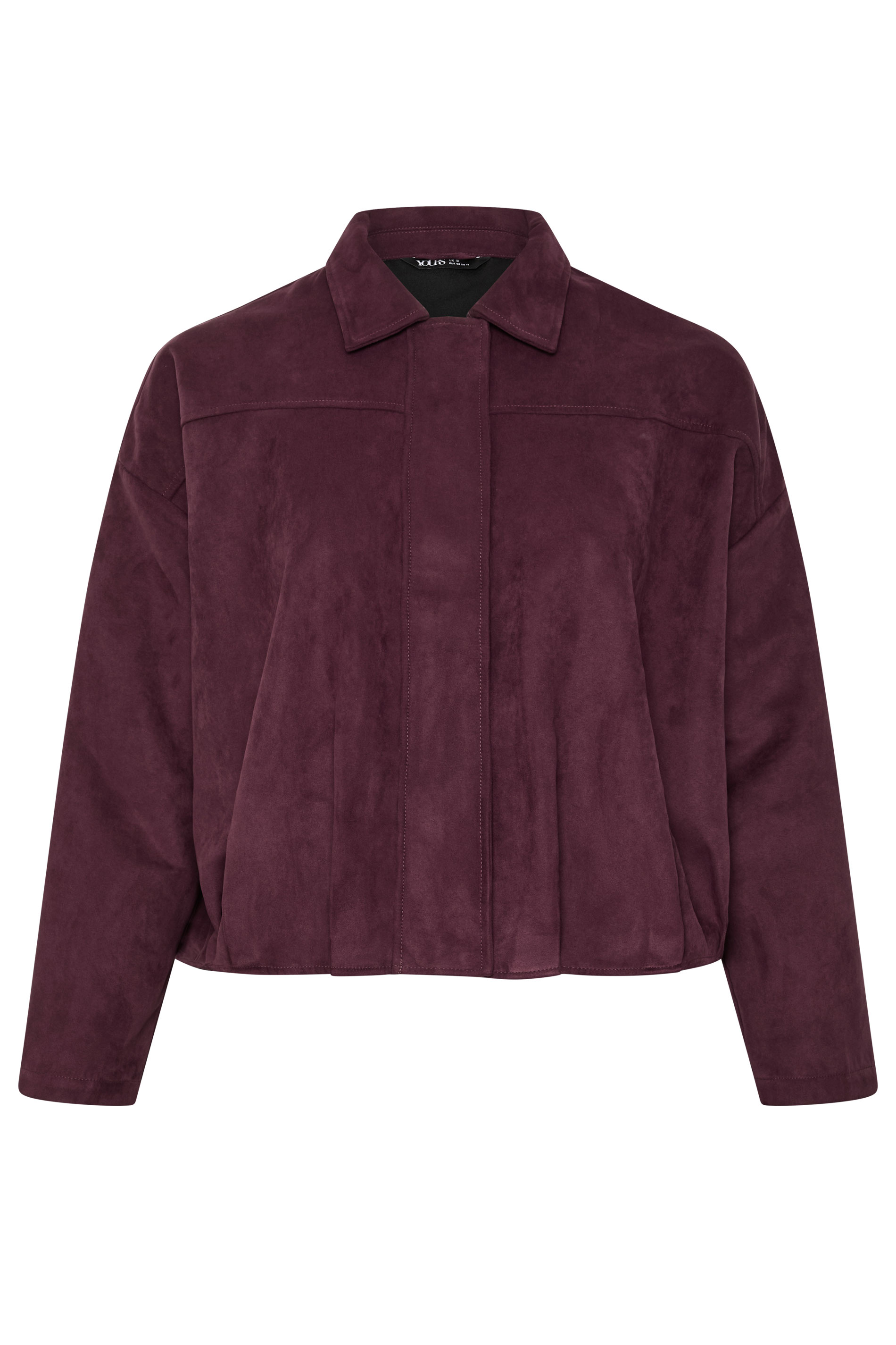 YOURS Plus Size Purple Faux Suede Bomber Jacket | Yours Clothing 6