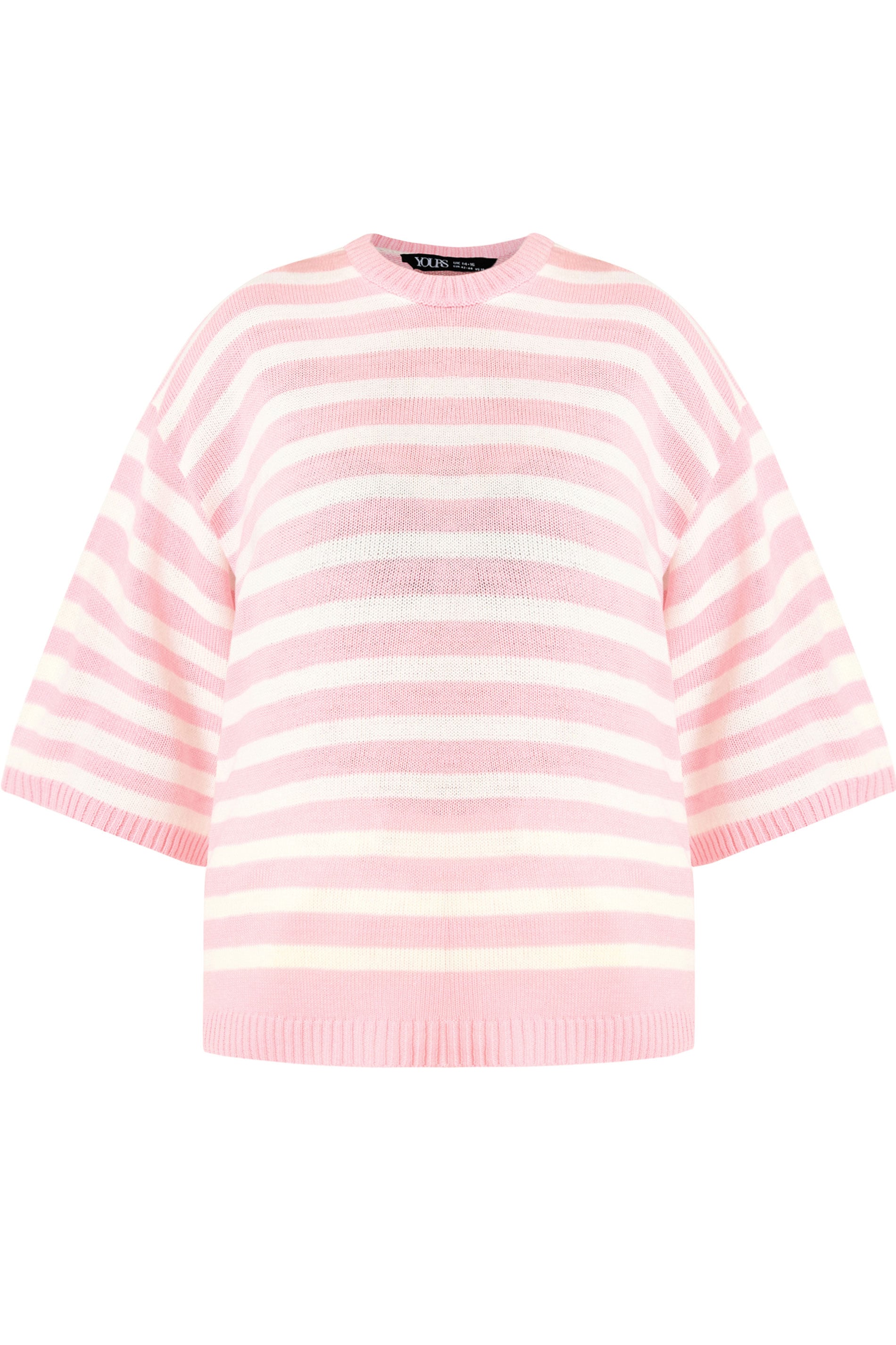YOURS Plus Size Pink Striped Knitted Jumper | Yours Clothing 5