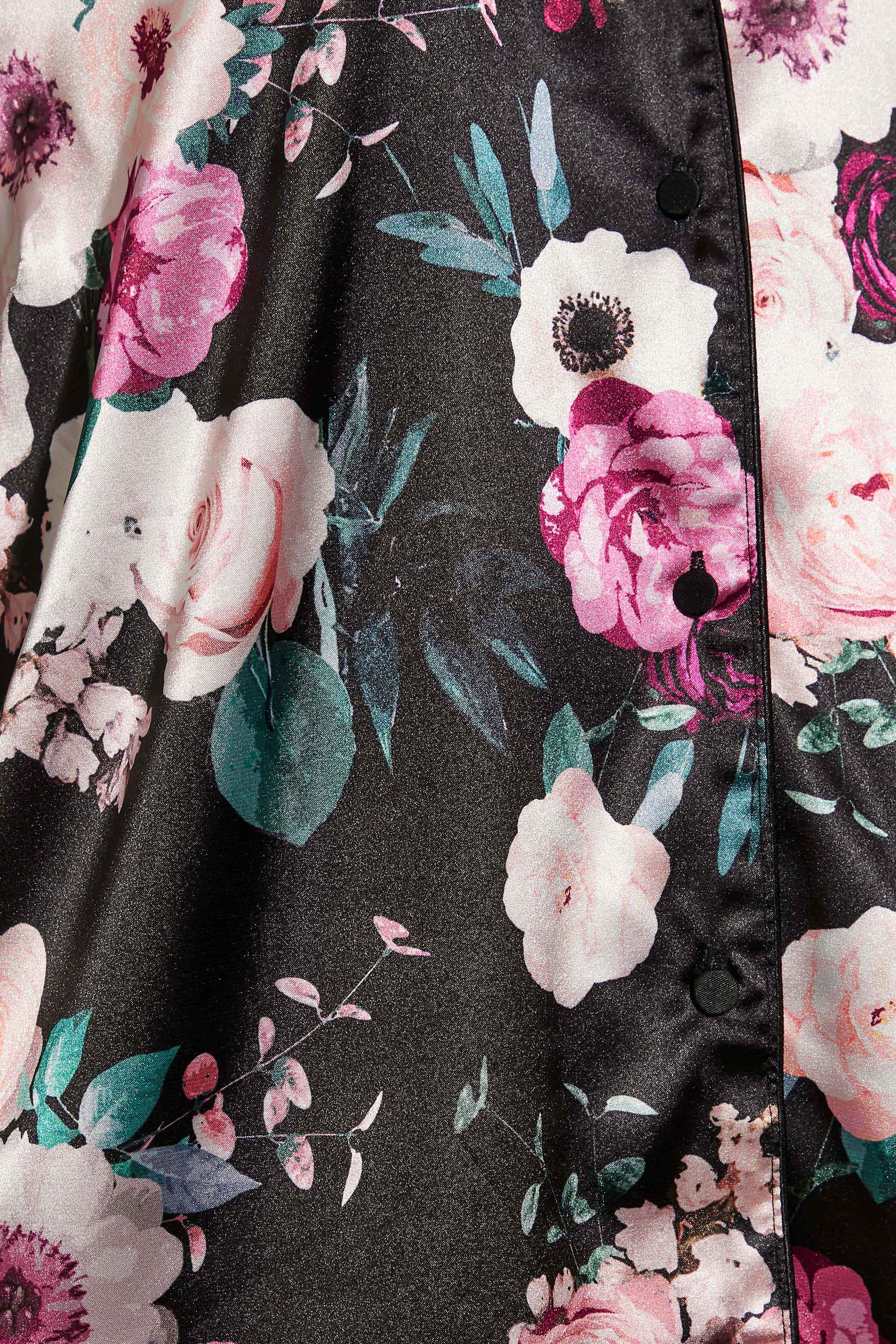 LTS Tall Women's Black Floral Satin Pyjama Set | Long Tall Sally  1