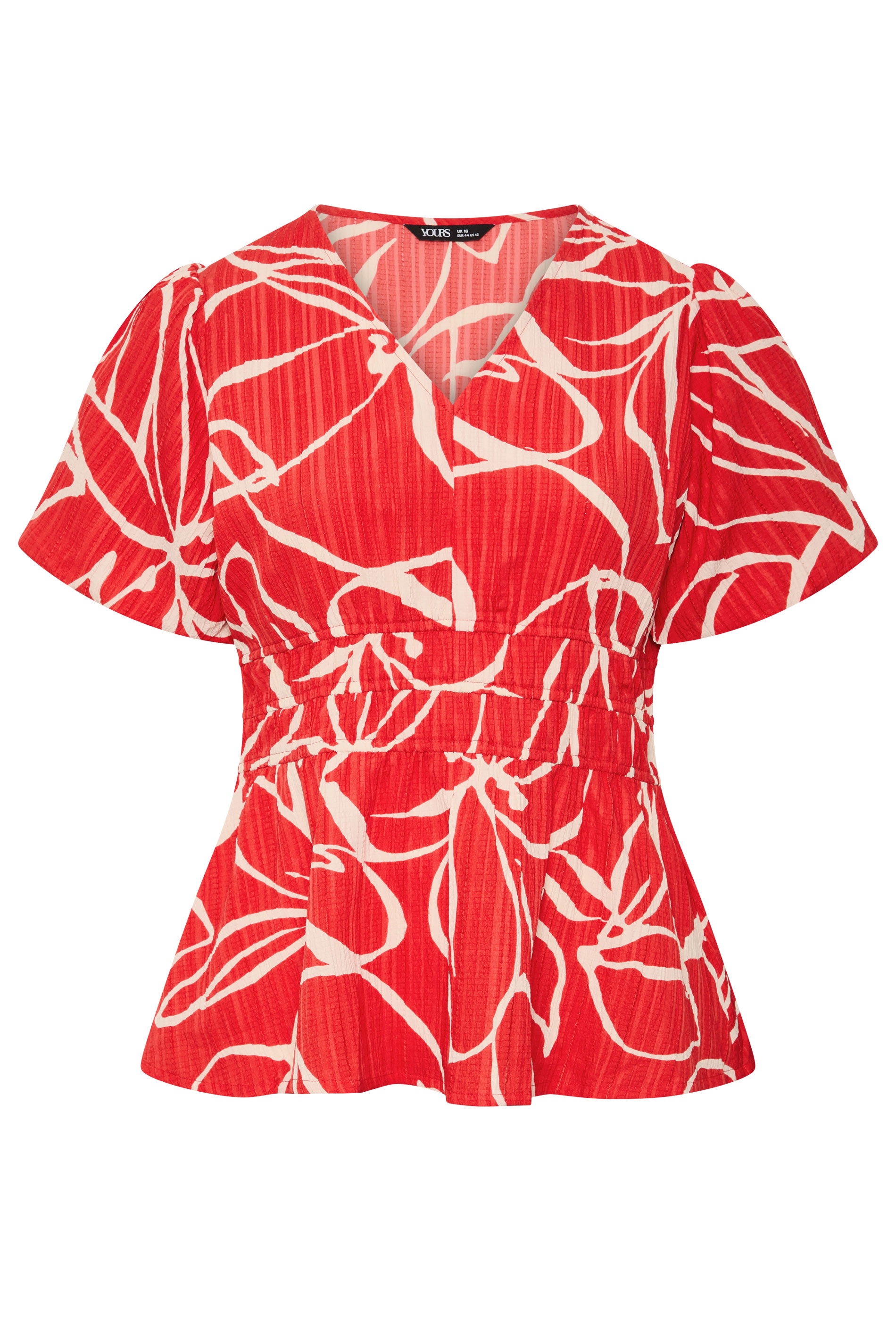 YOURS Plus Size Red Floral Print Puff Sleeve Top | Yours Clothing 5