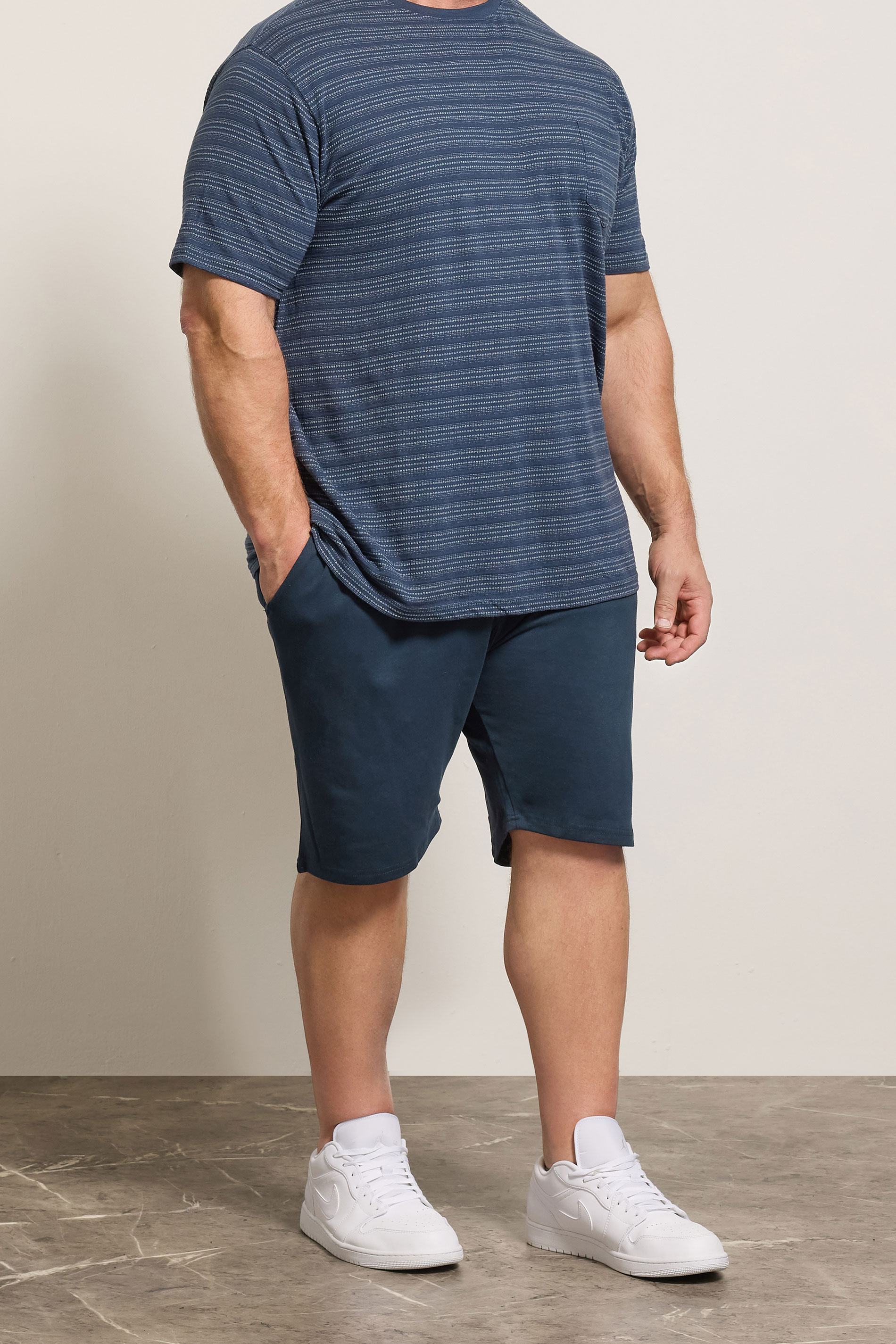 D555 Big & Tall Navy Blue Elasticated Waist Shorts | BadRhino 3