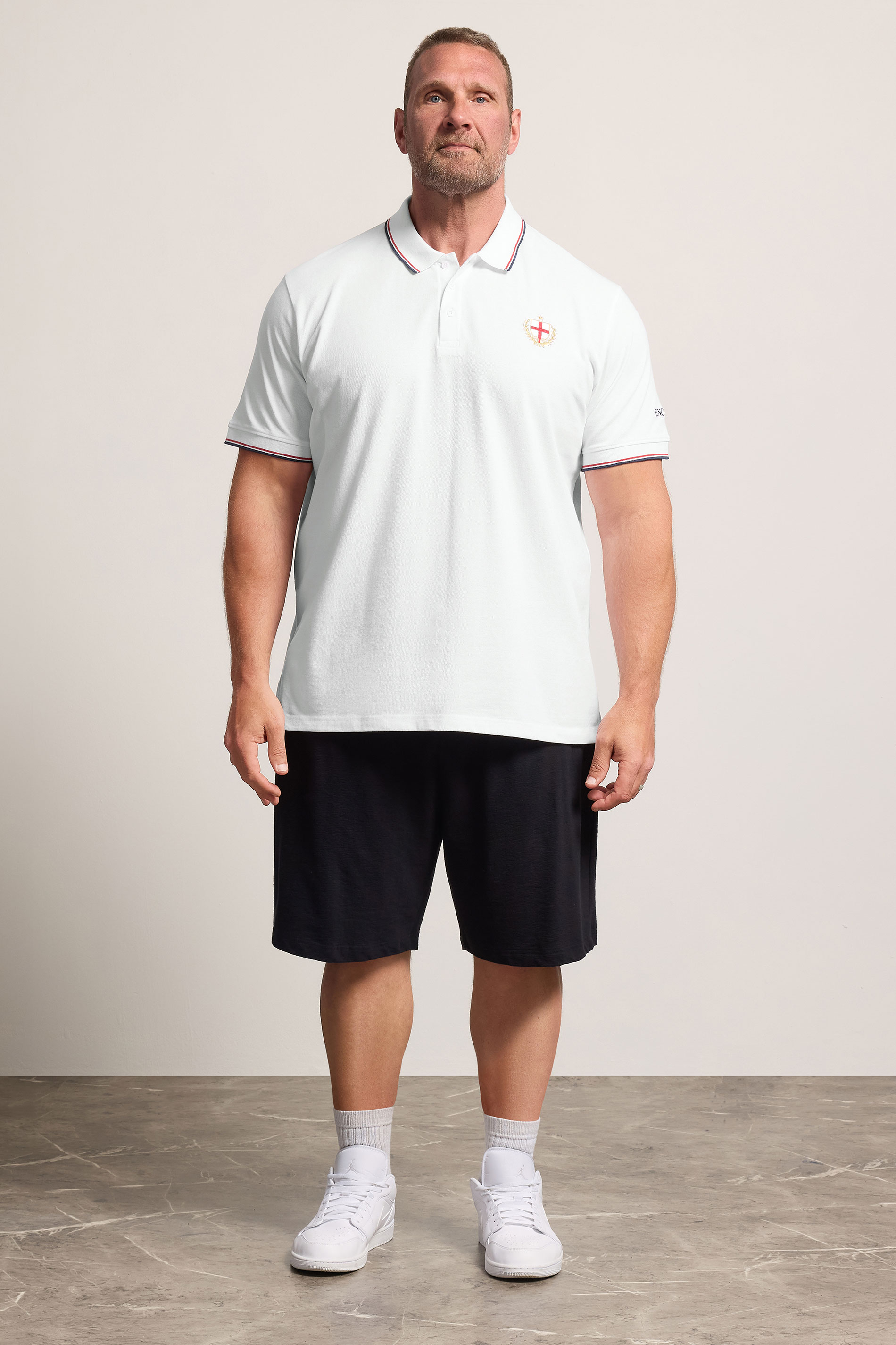 BadRhino Big & Tall White England Embroided Polo Shirt | BadRhino 1