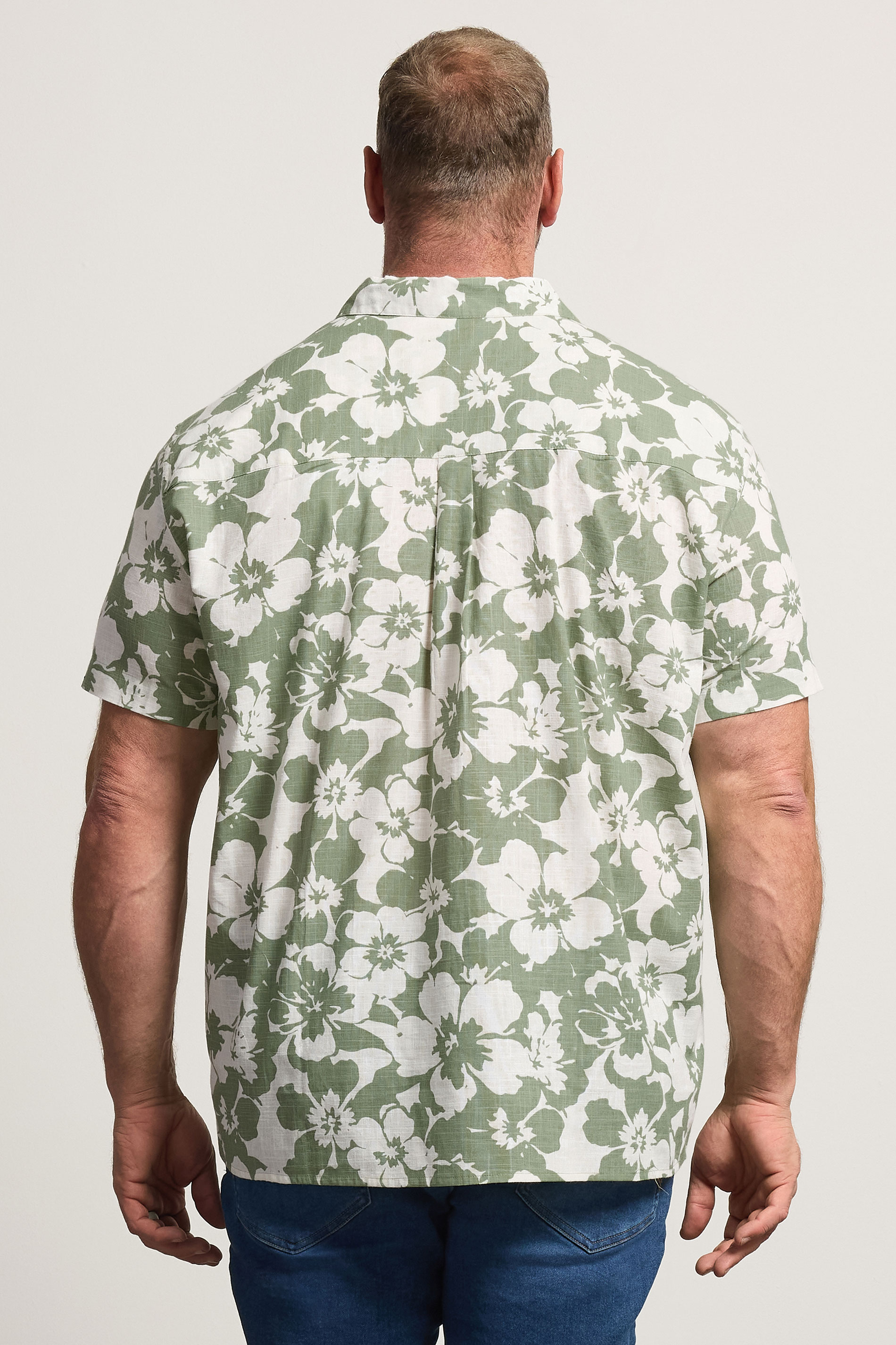 BadRhino Big & Tall Green Leaf Print Short Sleeve Shirt | BadRhino 4