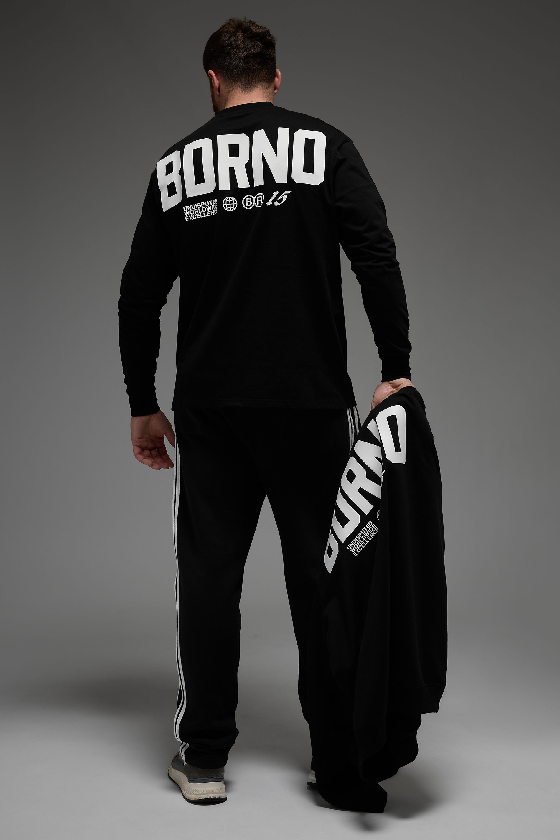 BDRNO Premium Big & Tall Black Printed Long Sleeve T-Shirt | BadRhino 3