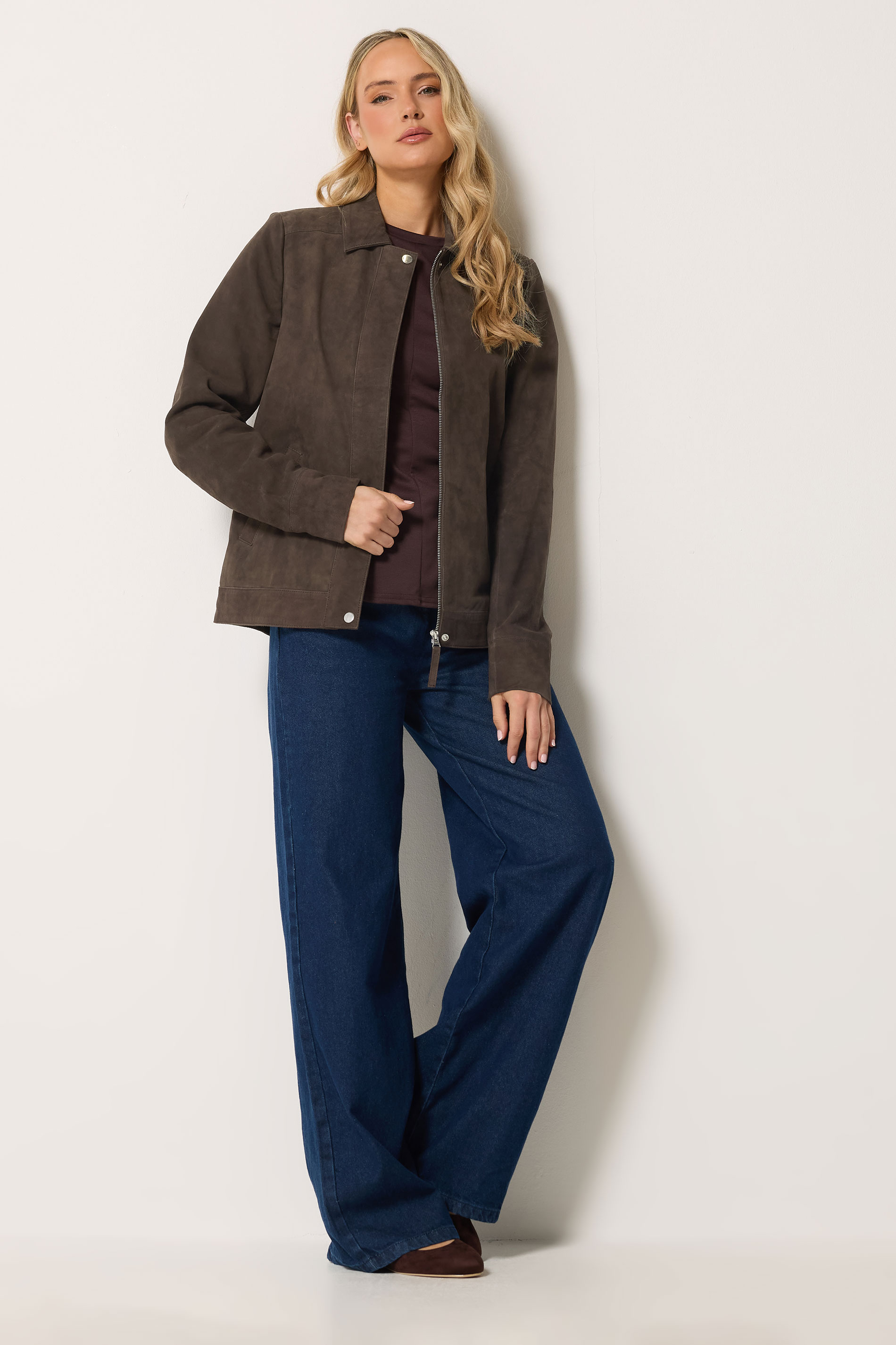 LTS PREMIUM Tall Women's Brown Suede Jacket | Long Tall Sally 1