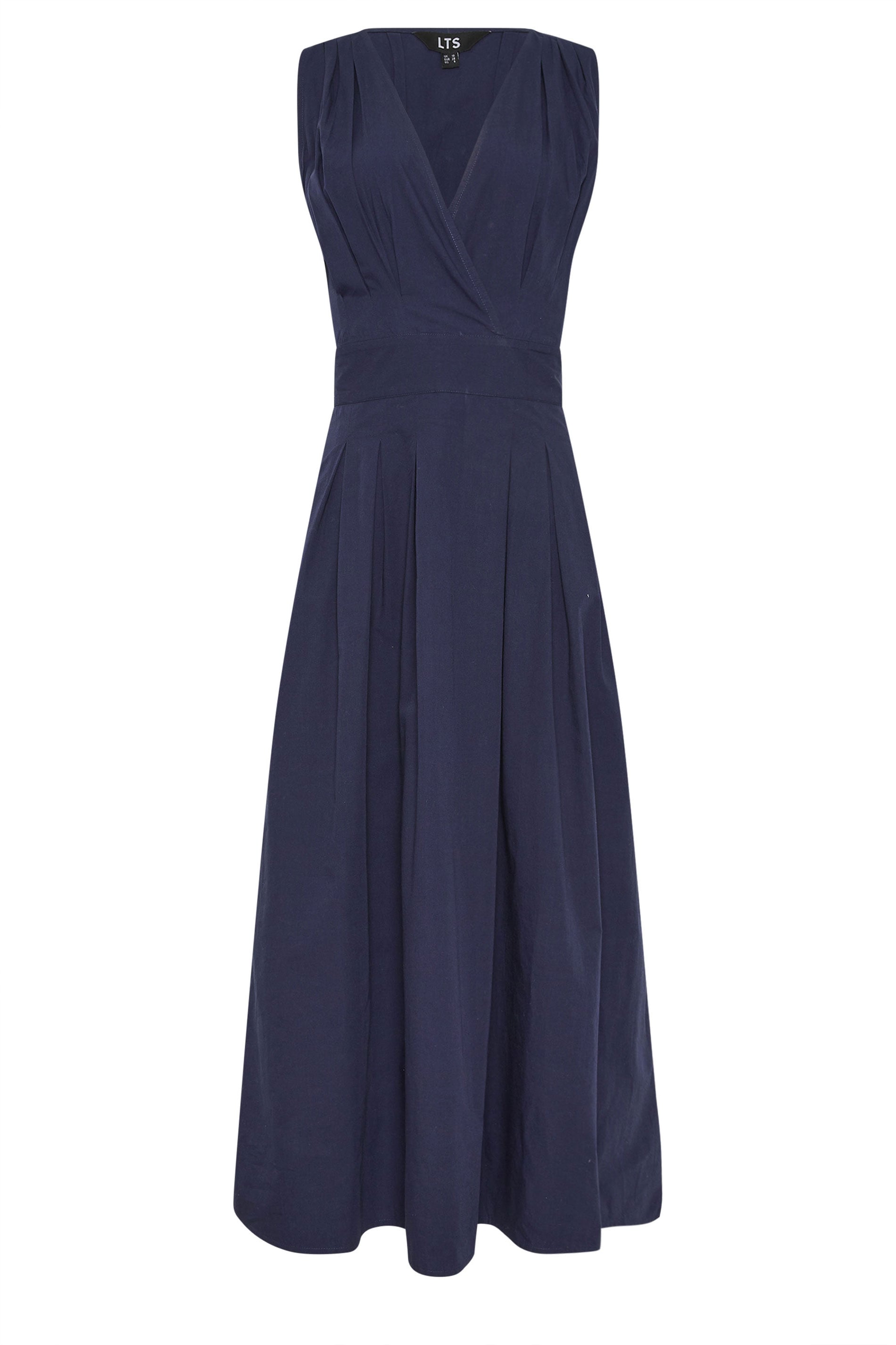 LTS Tall Women's Navy Blue Cotton Pleated Midi Dress | Long Tall Sally 6