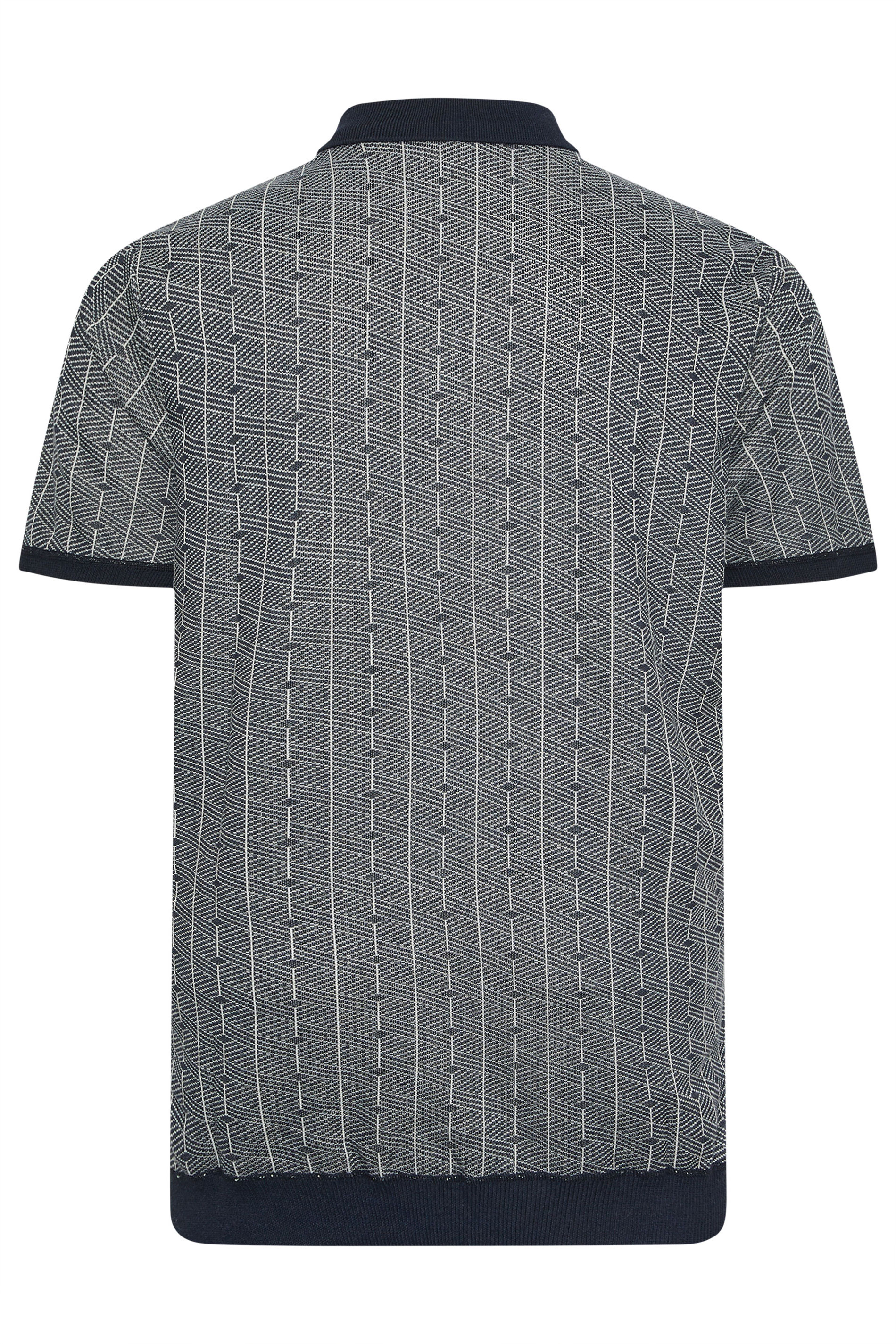 D555 Big & Tall Navy Blue Knitted Quarter Zip Polo Shirt | BadRhino 4