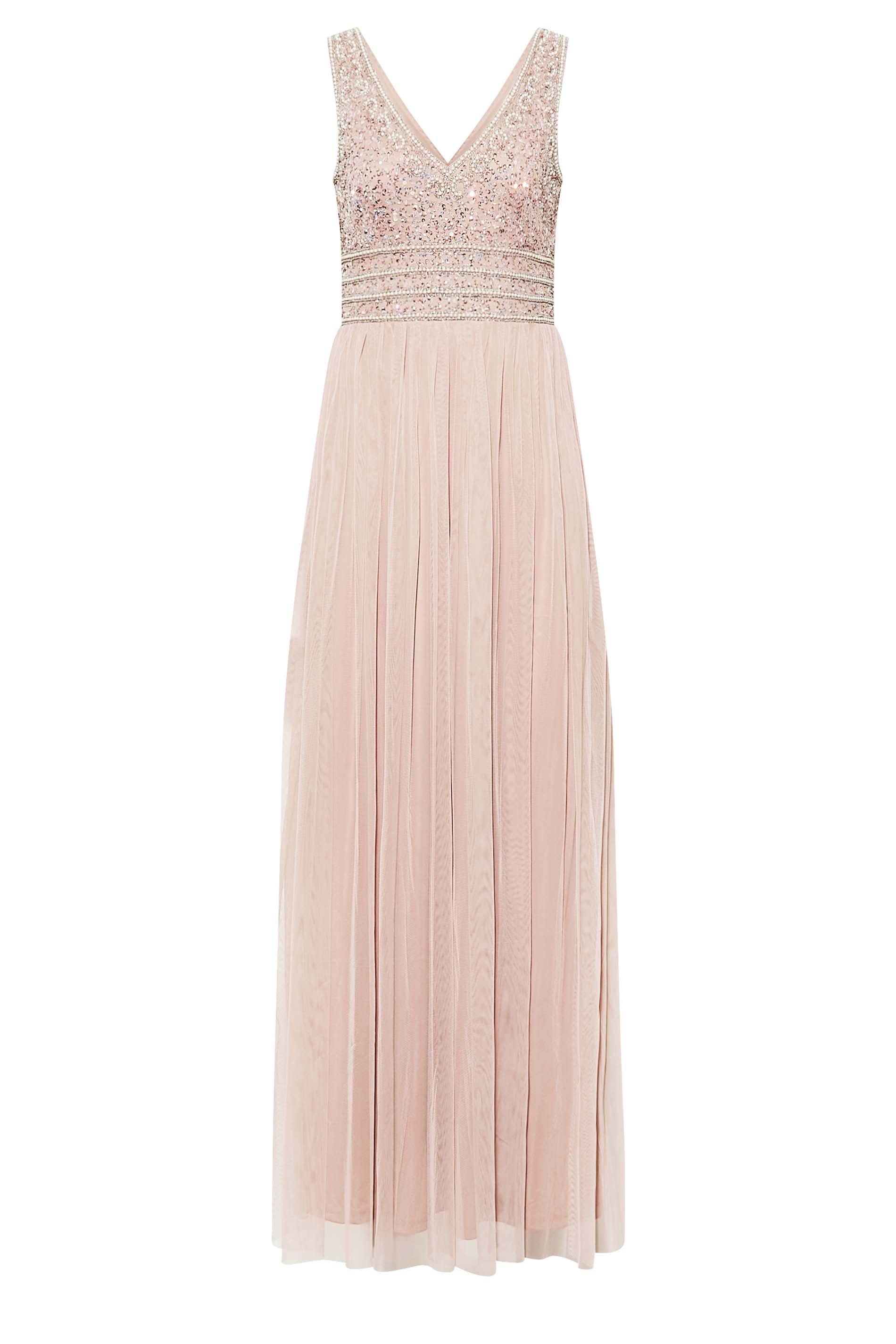 LTS Tall Women's Blush Pink Sequin Hand Embellished Maxi Dress | Long ...