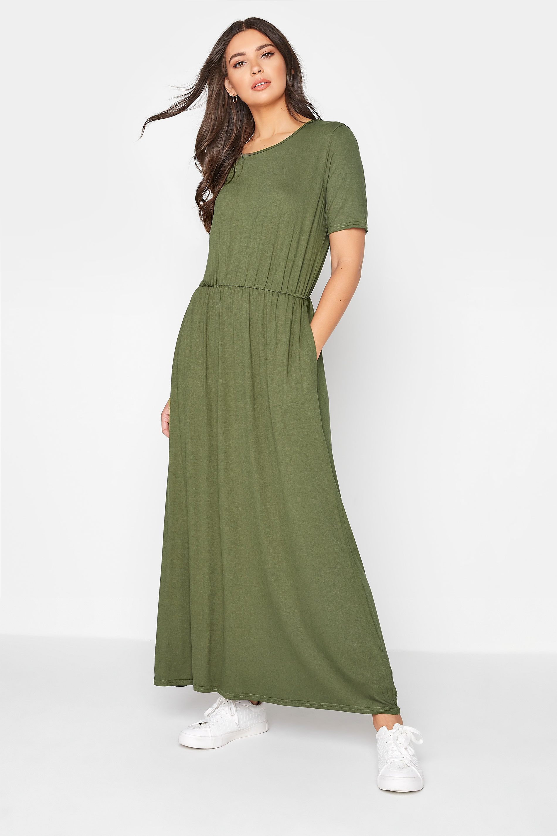 LTS Tall Khaki Green Pocket Midaxi Dress 1