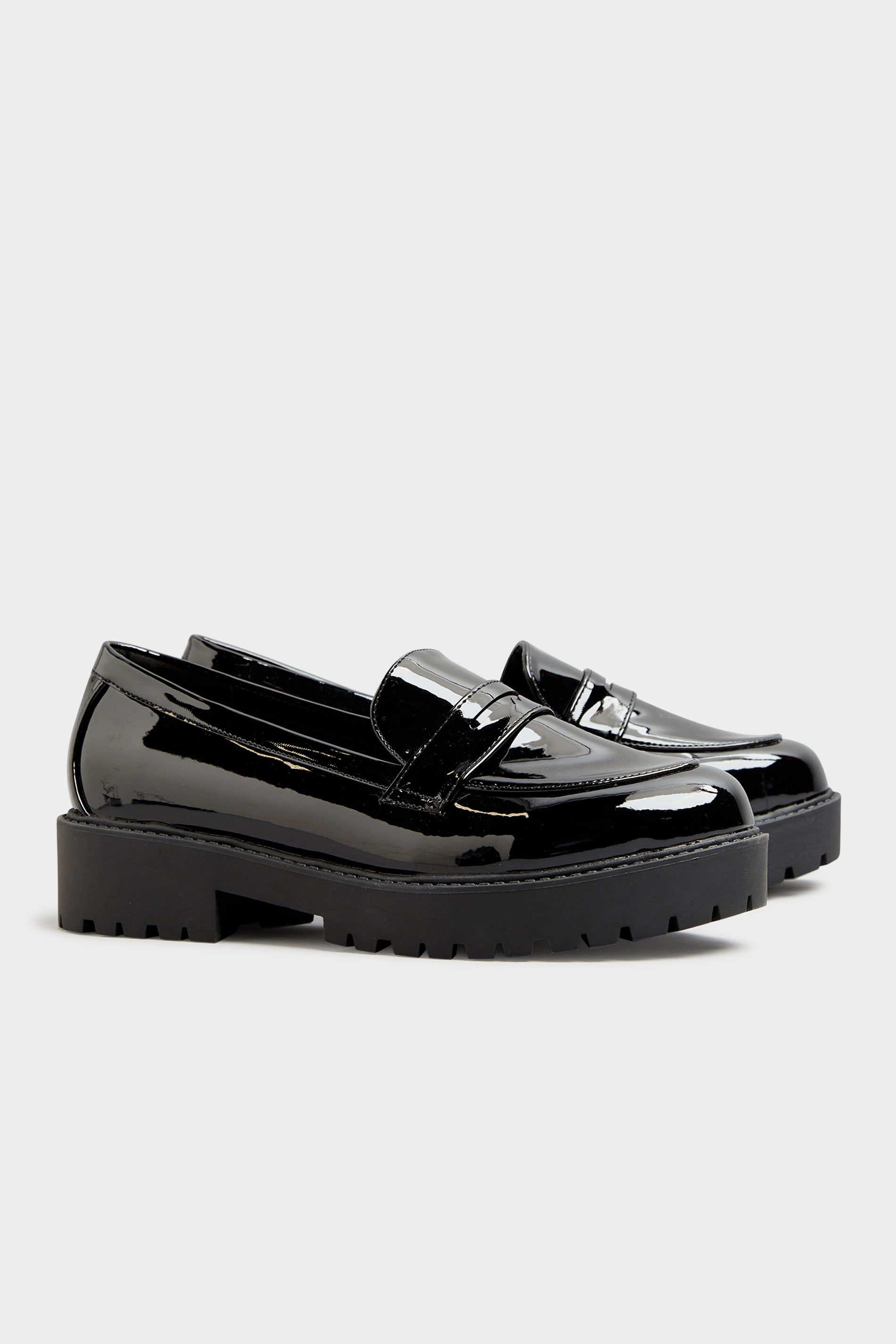Black Patent Chunky Loafers In Extra Wide Fit_C.jpg