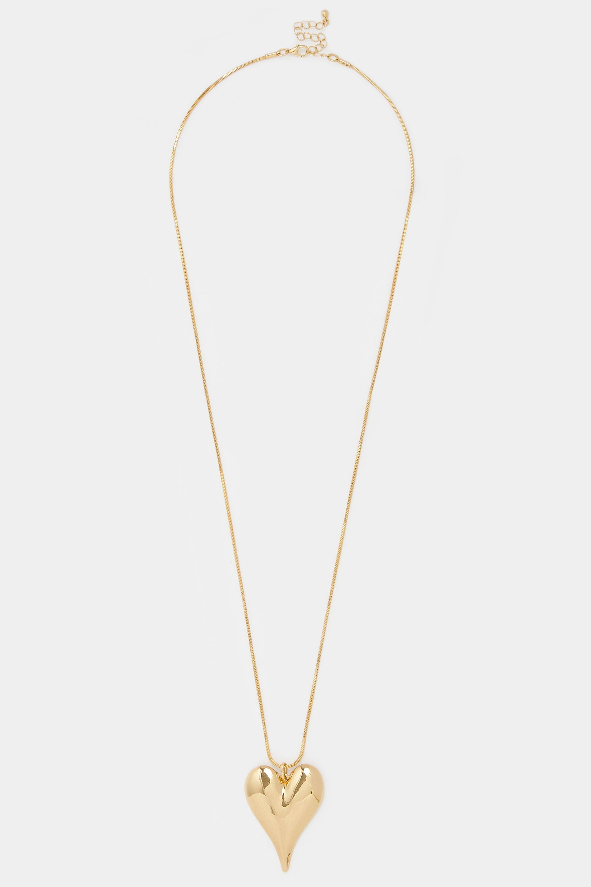 Gold Tone Long Polished Heart Charm Necklace |Yours Clothing 3
