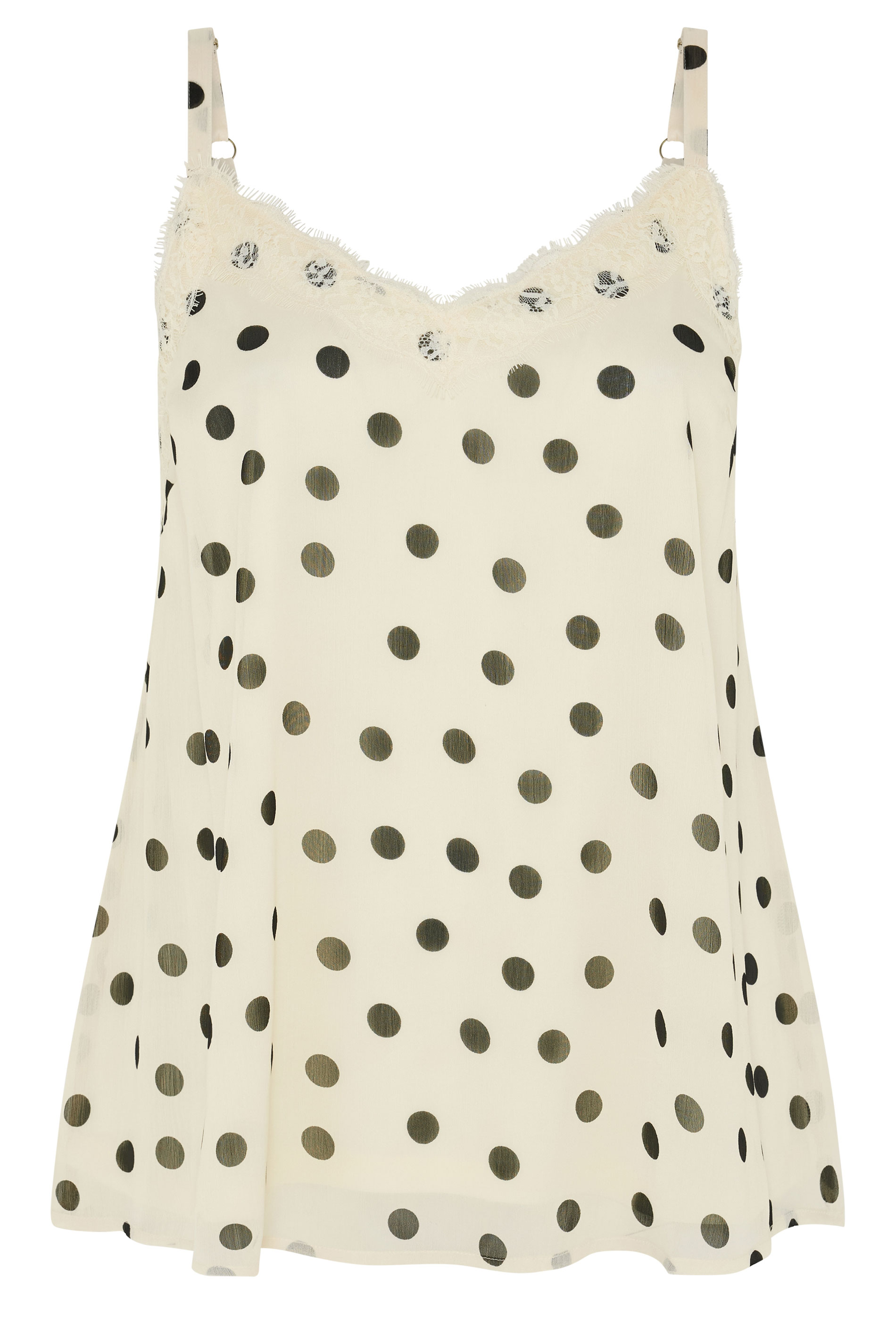 YOURS Plus Size Ivory White Polka Dot Lace Vest Top | Yours Clothing 5