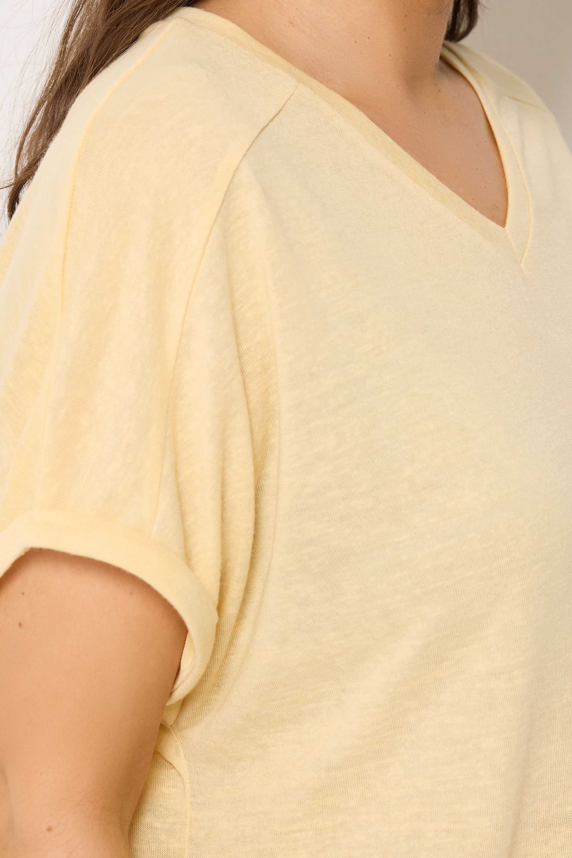 YOURS Plus Size Yellow Linen Look T-Shirt | Yours Clothing 4