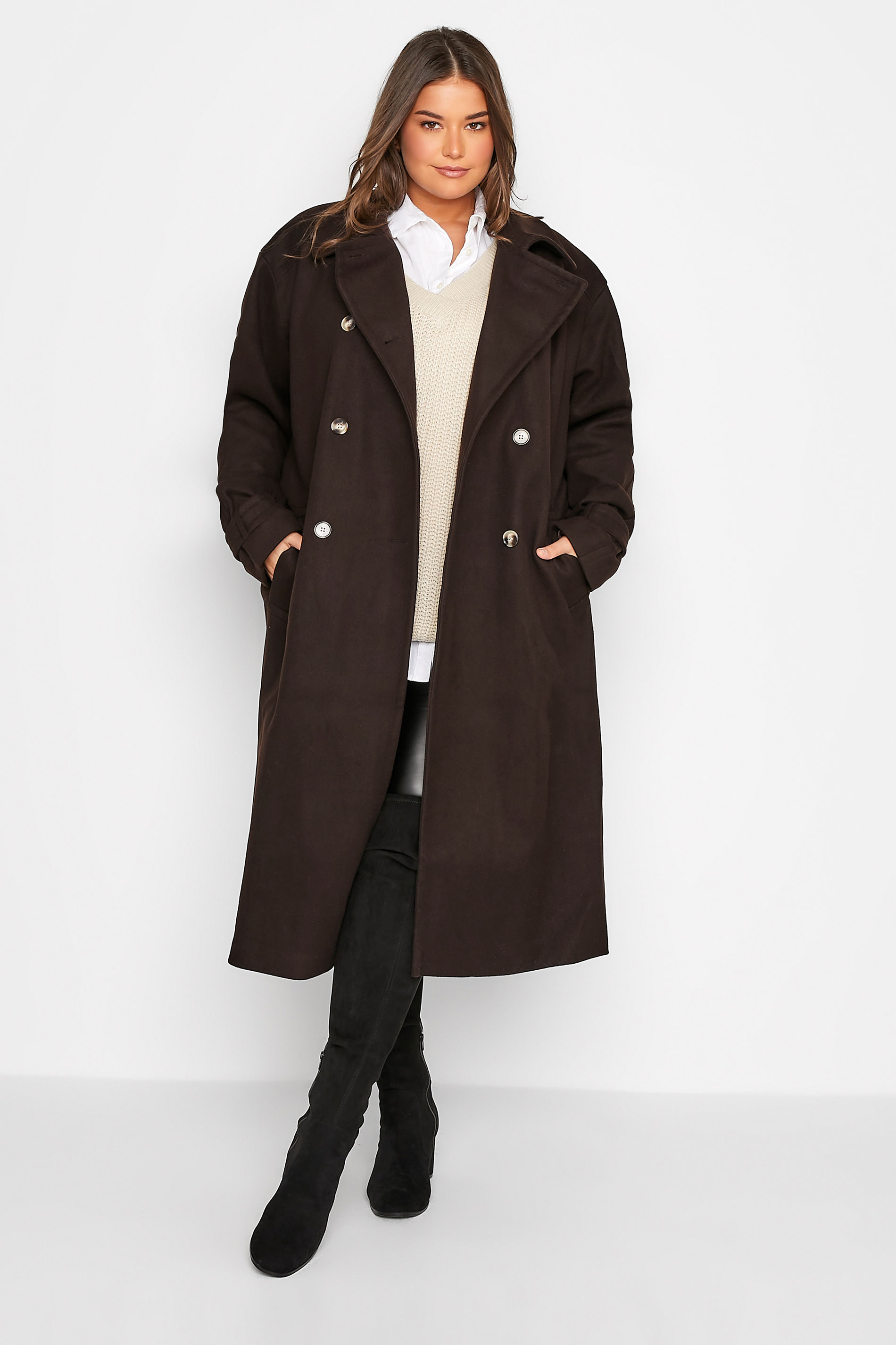 LTS Tall Womens Chocolate Brown Formal Trench Coat | Long Tall Sally 1