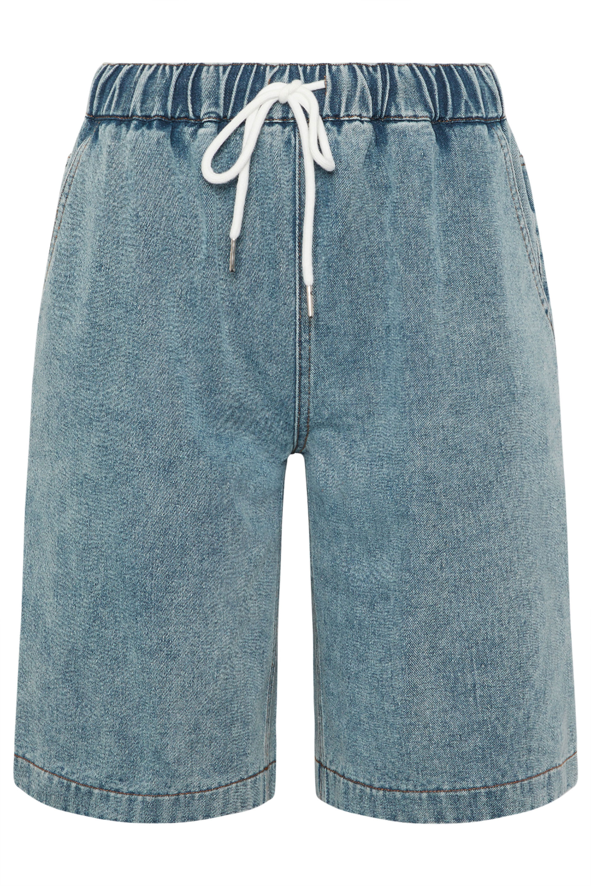 LTS Tall Women's Light Blue Acid Wash Pull On Denim Cotton Jorts | Long Tall Sally 5