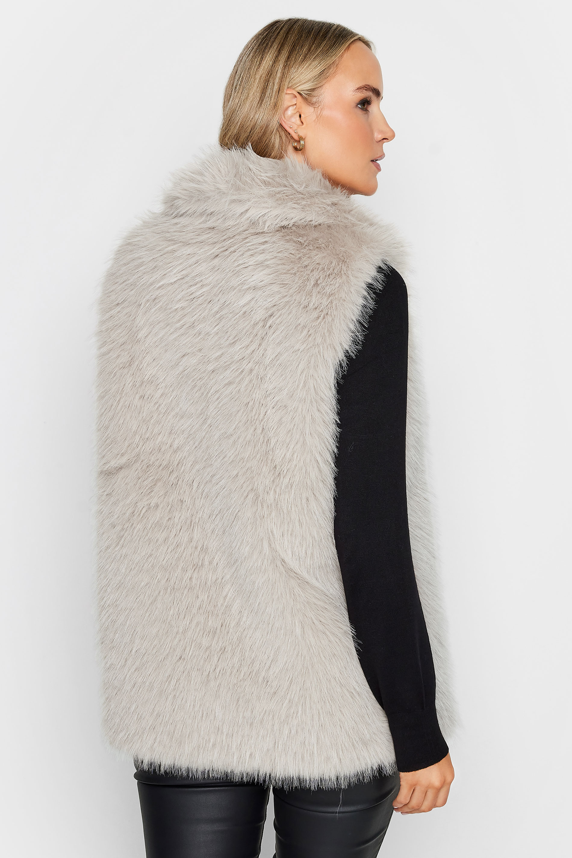 LTS Tall Light Grey Faux Fur Gilet | Long Tall Sally 3