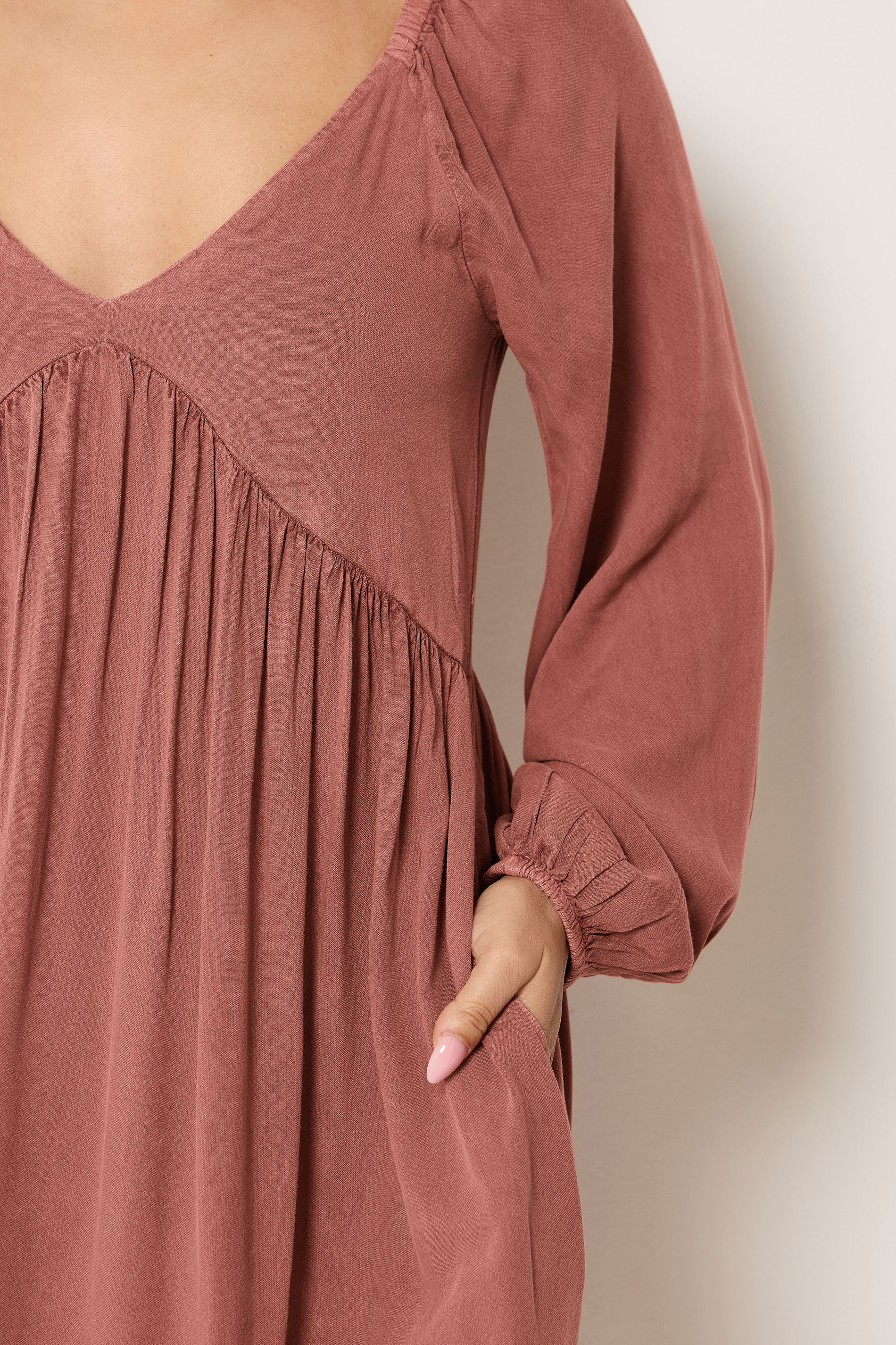 PixieGirl Petite Women's Pink Woven Tie Back Smock Dress | PixieGirl 5