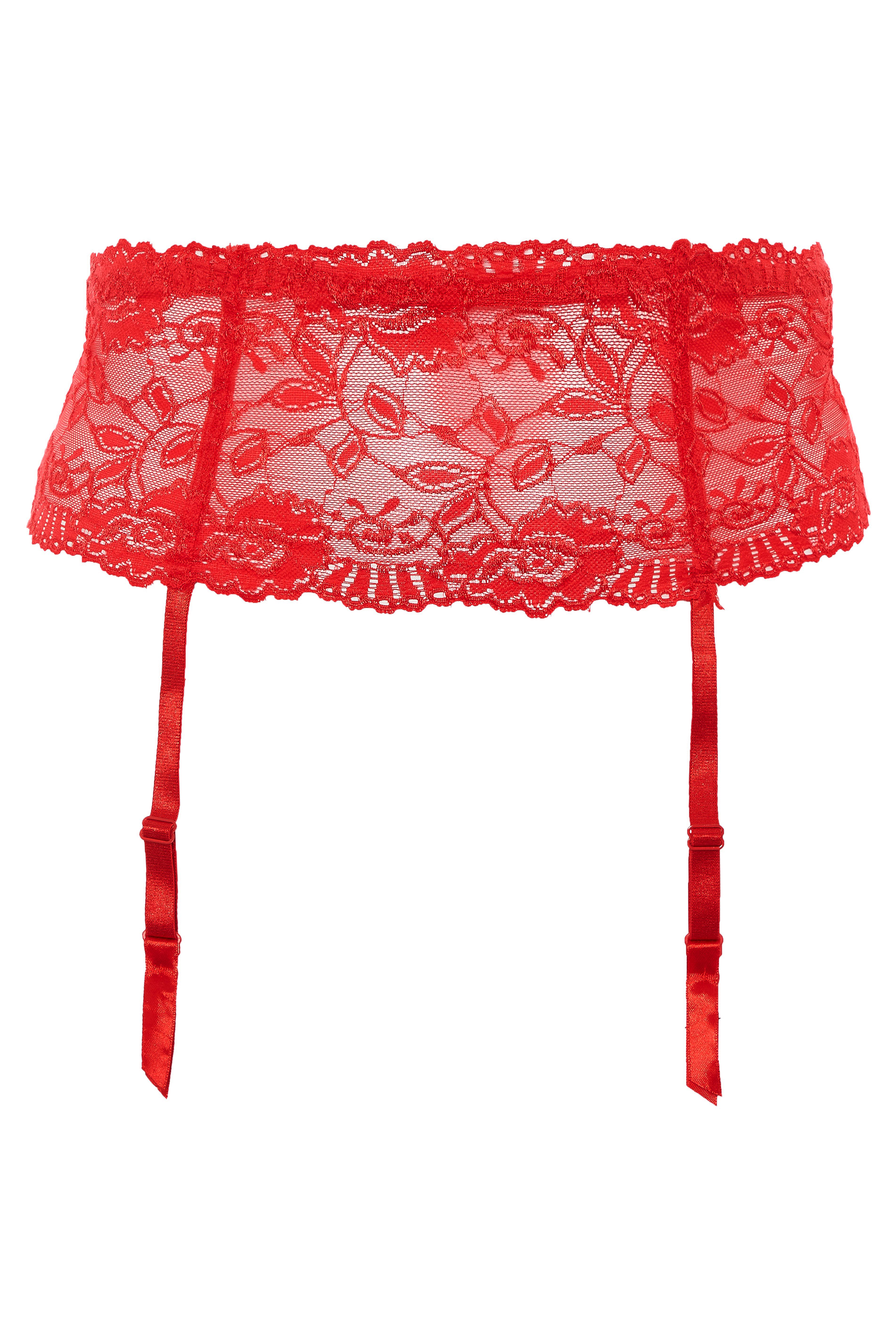 Red Deep Lace Suspender Belt | Yours Clothing 3